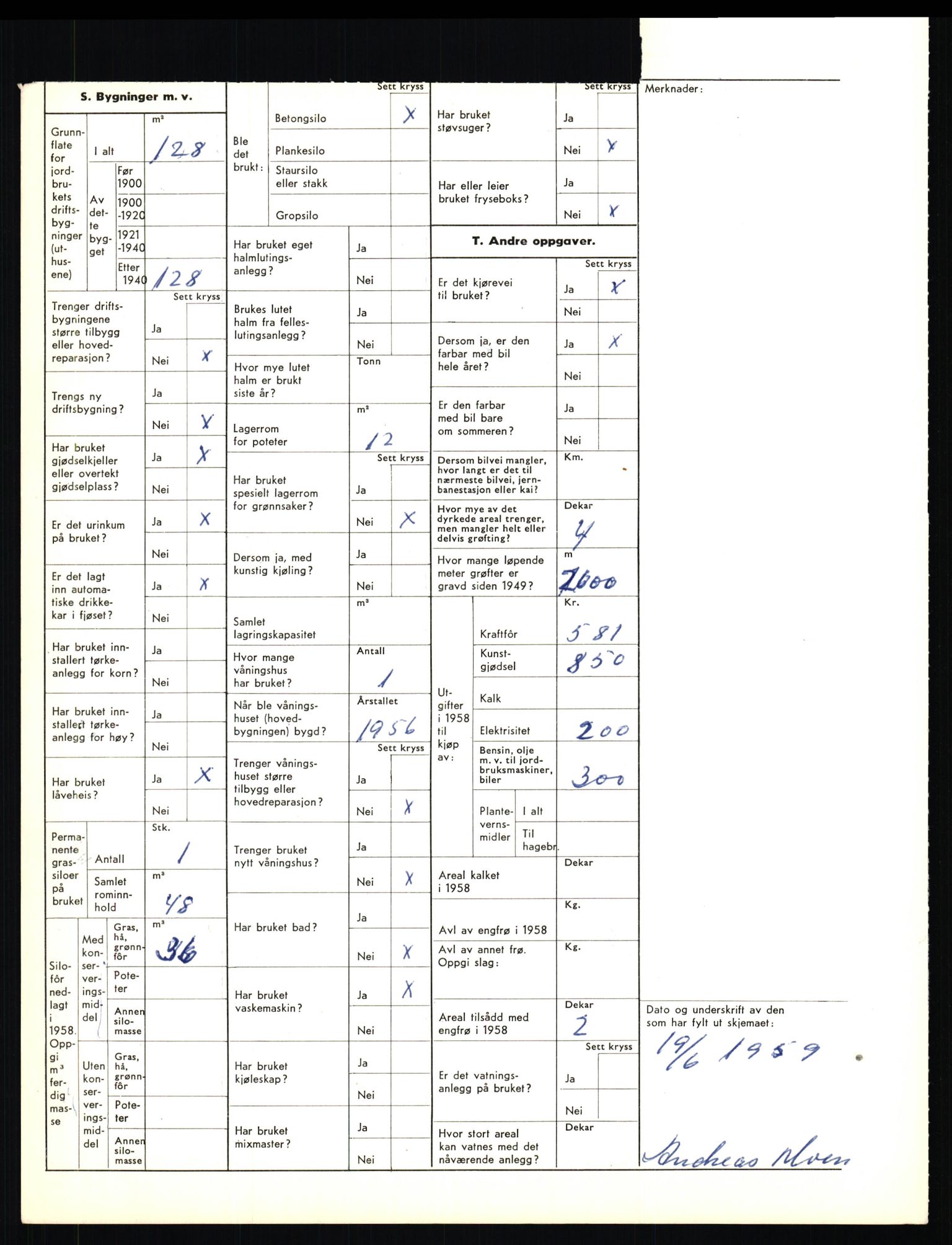 Statistisk sentralbyrå, Næringsøkonomiske emner, Jordbruk, skogbruk, jakt, fiske og fangst, AV/RA-S-2234/G/Gd/L0656: Troms: 1924 Målselv (kl. 0-3) og 1925 Sørreisa, 1959, s. 1741