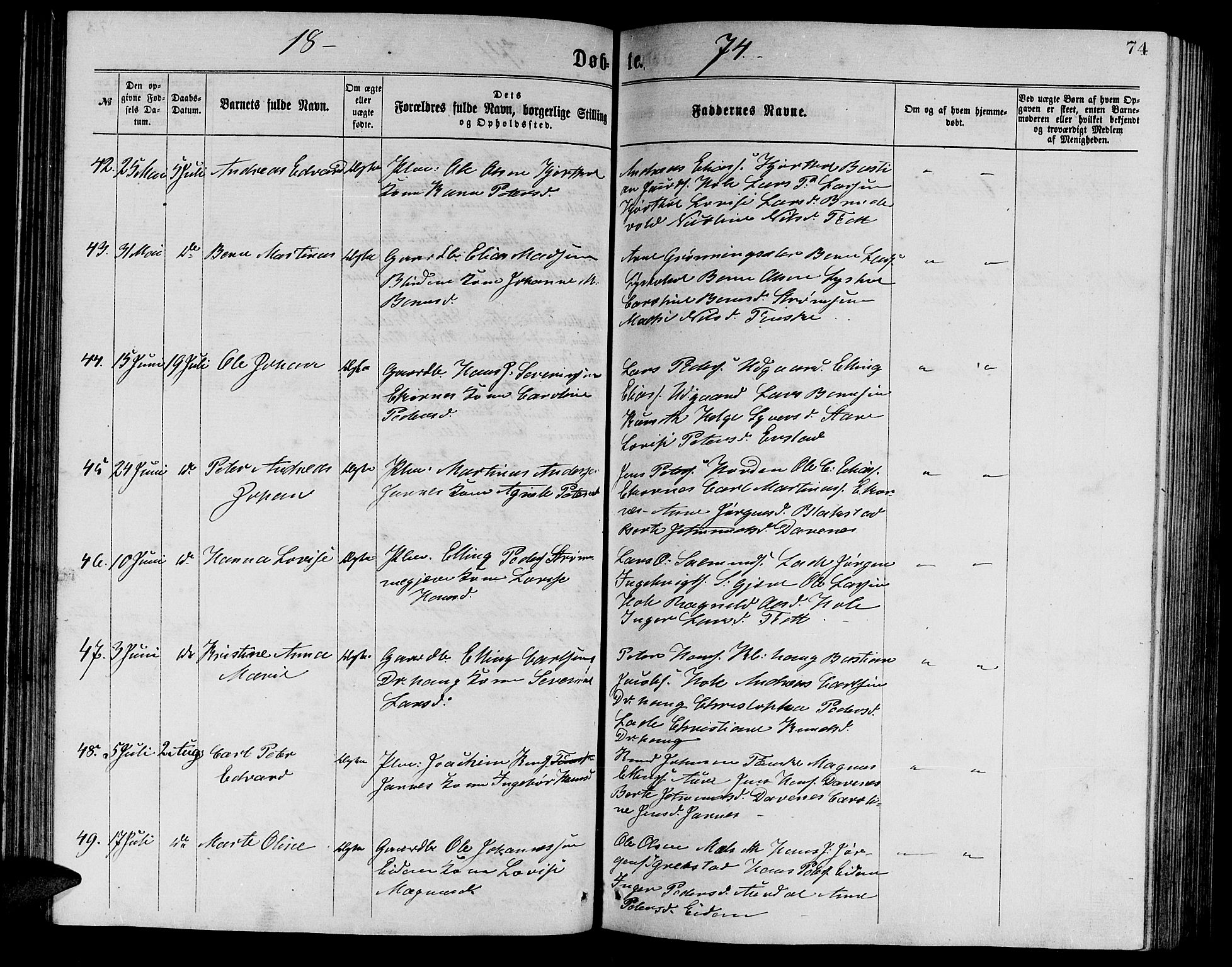 Ministerialprotokoller, klokkerbøker og fødselsregistre - Møre og Romsdal, AV/SAT-A-1454/523/L0338: Klokkerbok nr. 523C01, 1865-1877, s. 74