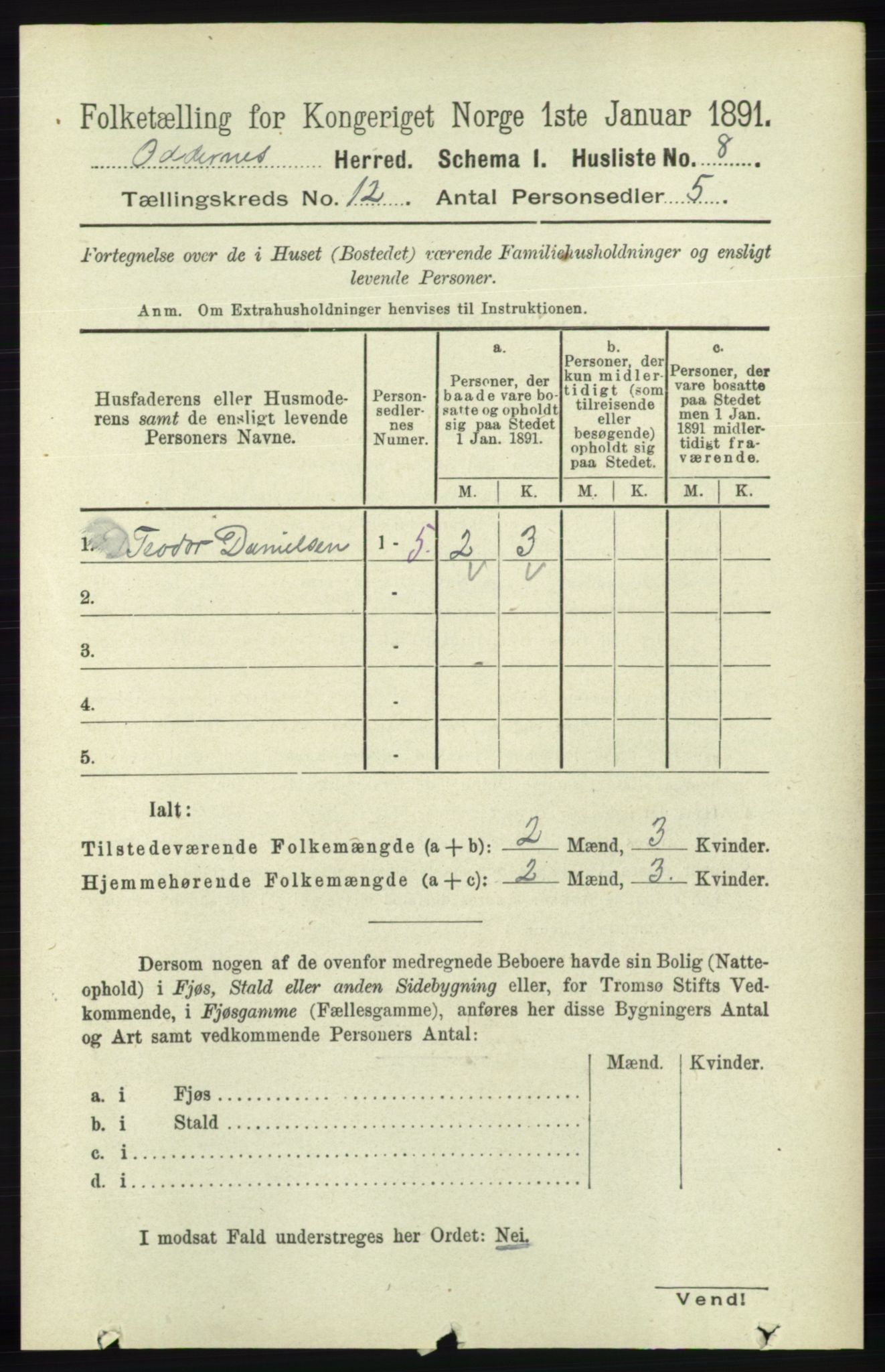 RA, Folketelling 1891 for 1012 Oddernes herred, 1891, s. 4318