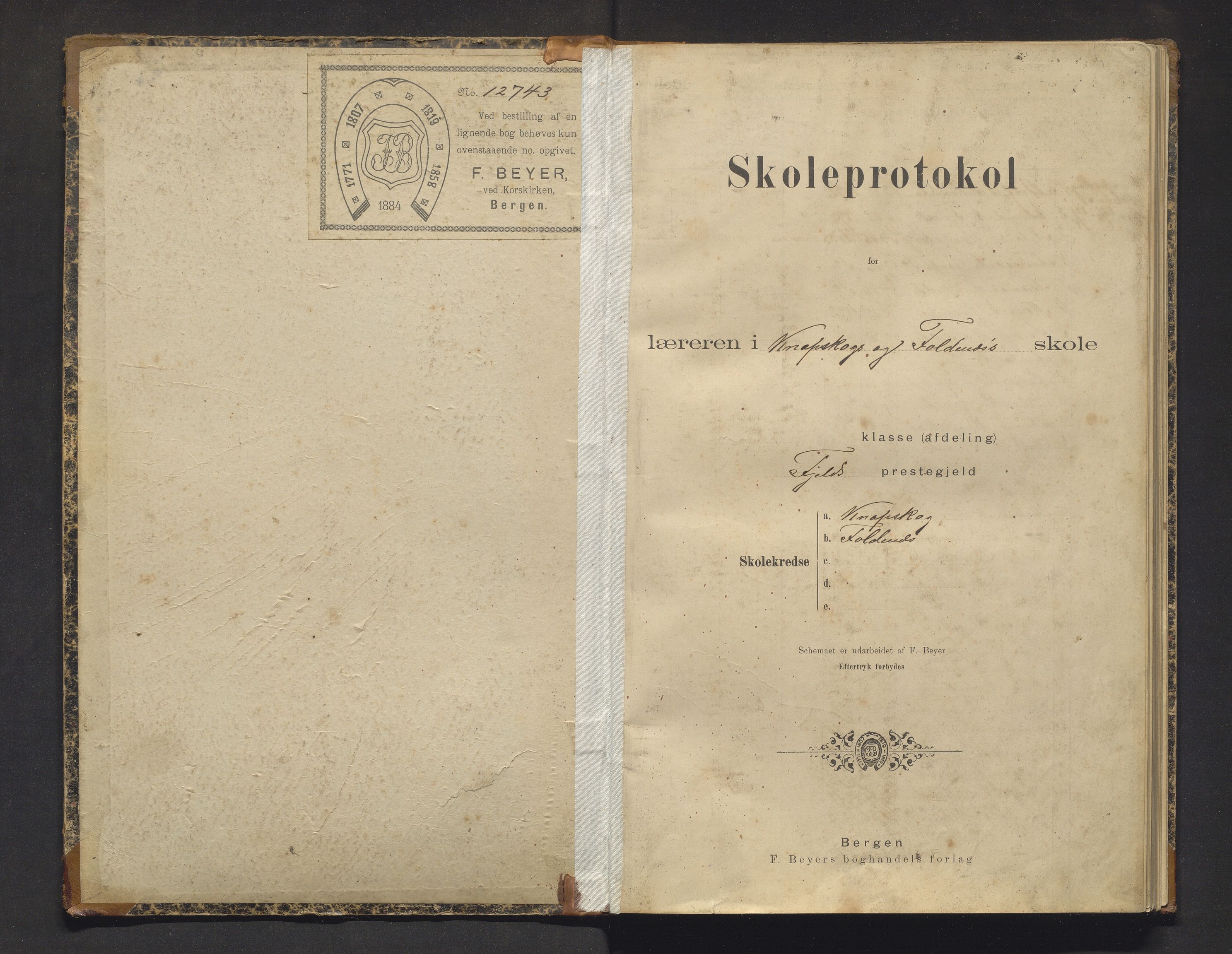 Fjell kommune. Barneskulane, IKAH/1246-231/F/Fh/L0002: Skuleprotokoll for Knappskog og Foldnes krinsar , 1899-1910