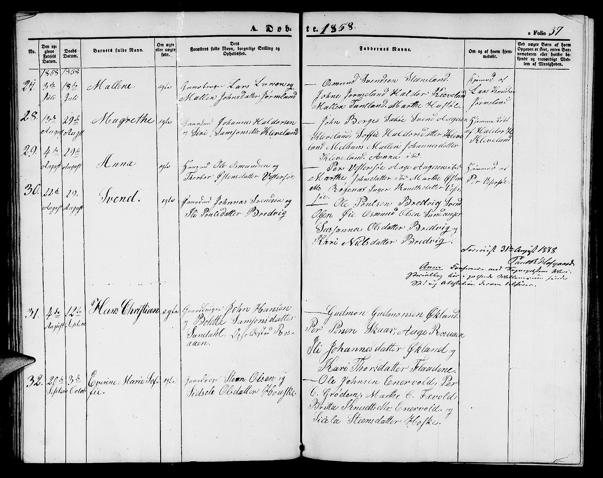 Hjelmeland sokneprestkontor, AV/SAST-A-101843/01/V/L0004: Klokkerbok nr. B 4, 1853-1883, s. 37