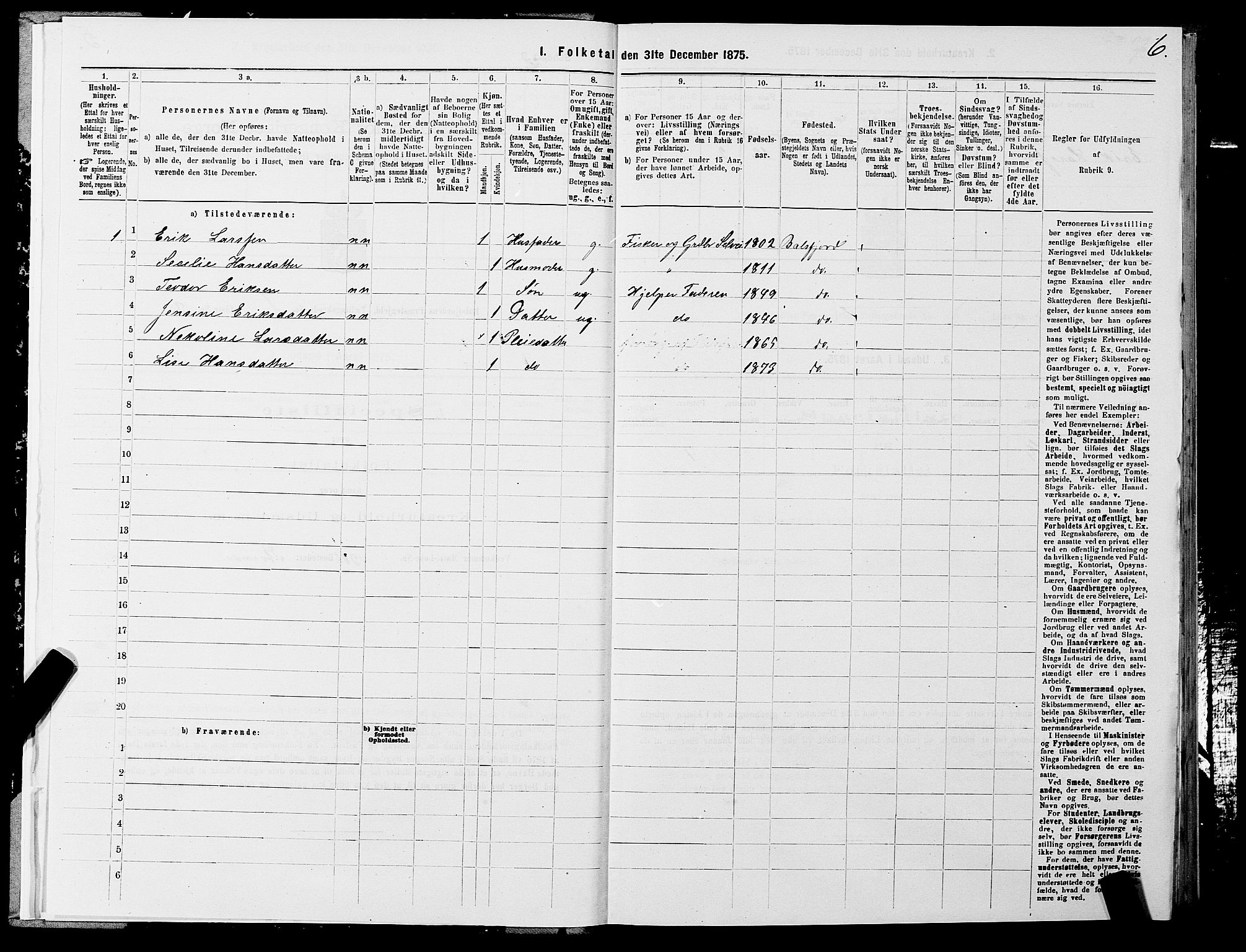 SATØ, Folketelling 1875 for 1933P Balsfjord prestegjeld, 1875, s. 1006