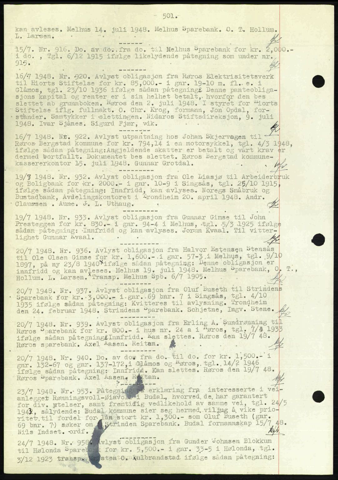 Gauldal sorenskriveri, SAT/A-0014/1/2/2C: Pantebok nr. A6, 1948-1948, Dagboknr: 916/1948