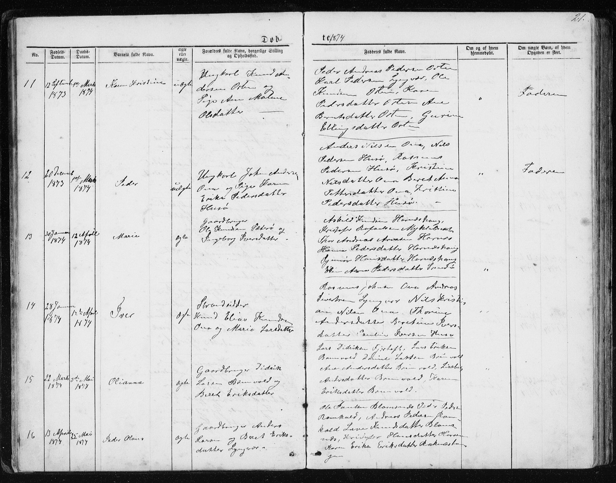 Ministerialprotokoller, klokkerbøker og fødselsregistre - Møre og Romsdal, SAT/A-1454/561/L0732: Klokkerbok nr. 561C02, 1867-1900, s. 21