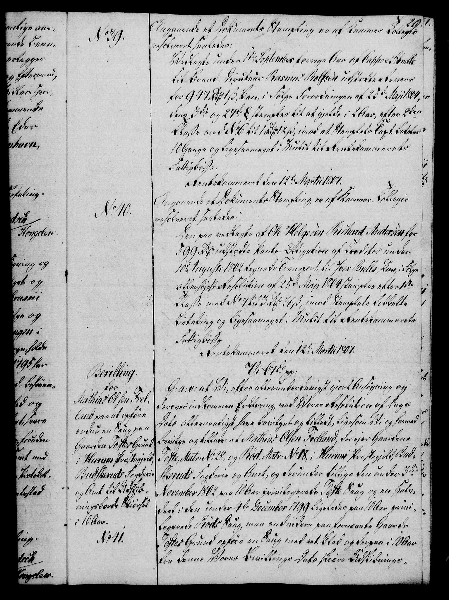 Rentekammeret, Kammerkanselliet, RA/EA-3111/G/Gg/Gga/L0019: Norsk ekspedisjonsprotokoll med register (merket RK 53.19), 1807-1810, s. 29
