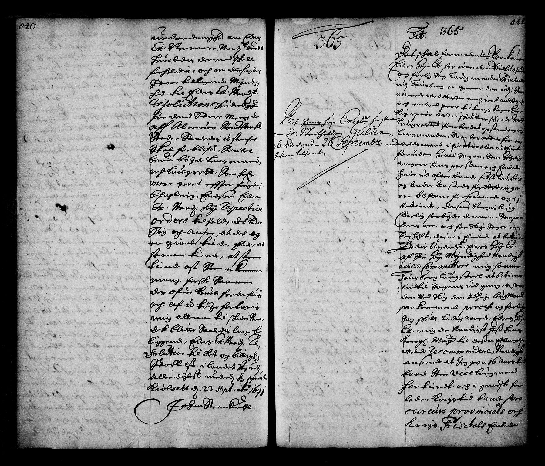 Stattholderembetet 1572-1771, AV/RA-EA-2870/Ae/L0008: Supplikasjons- og resolusjonsprotokoll, 1691, s. 840-841