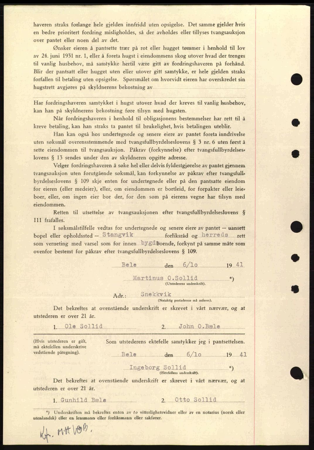 Nordmøre sorenskriveri, SAT/A-4132/1/2/2Ca: Pantebok nr. B88, 1941-1942, Dagboknr: 1885/1941