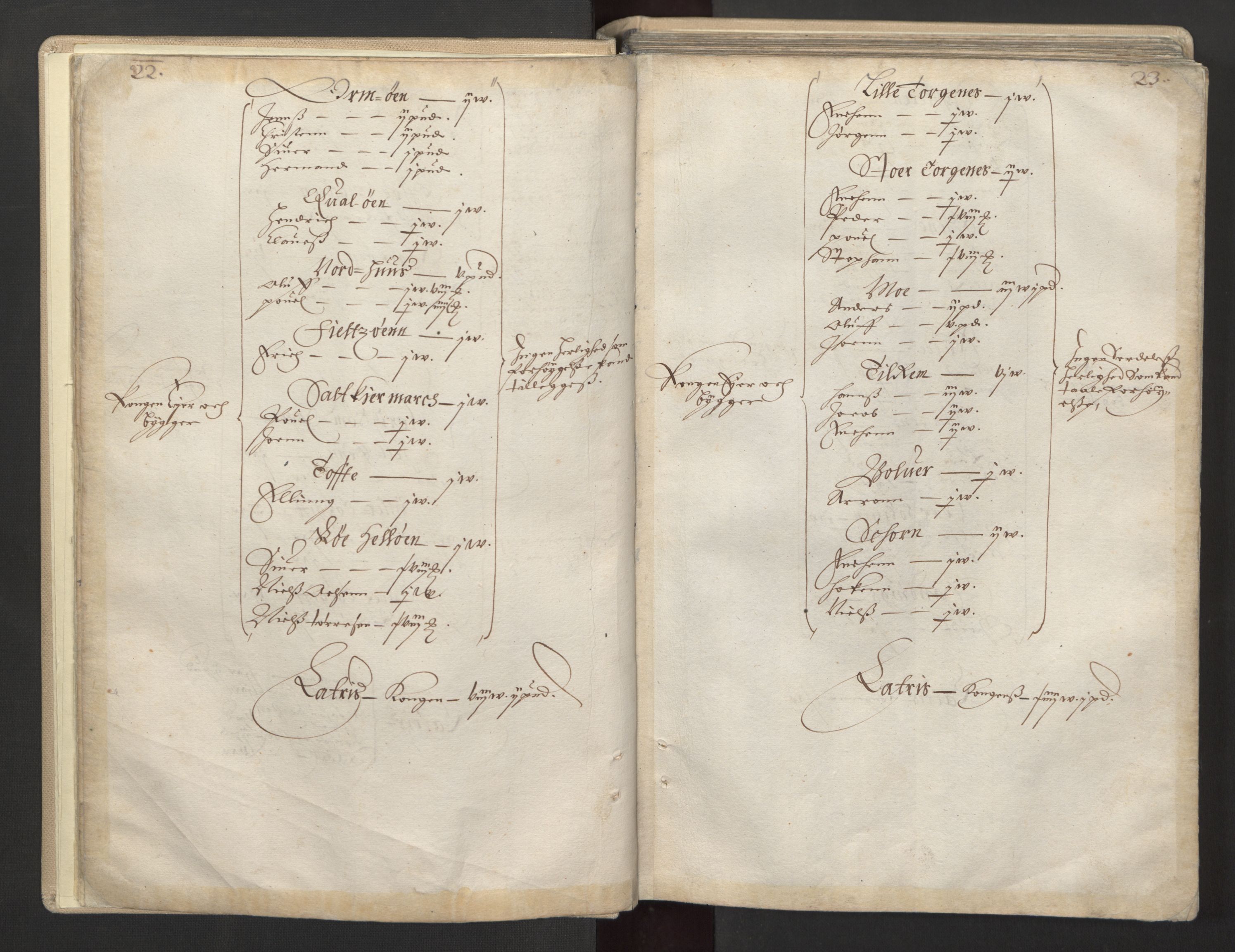 Rentekammeret inntil 1814, Realistisk ordnet avdeling, AV/RA-EA-4070/L/L0030/0001: Nordland lagdømme: / Alminnelig jordebok for Helgeland, Salten, Lofoten, Vesterålen, Andenes og Senja., 1661, s. 22-23