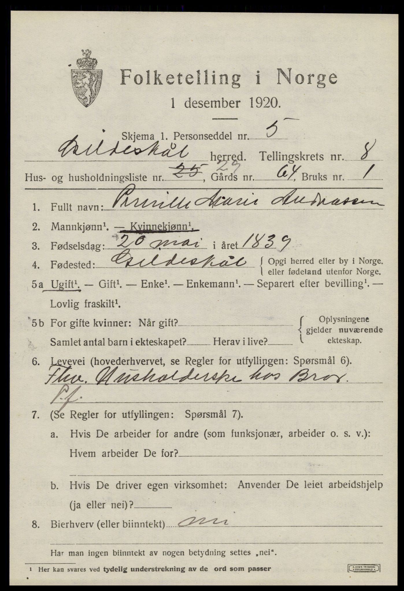 SAT, Folketelling 1920 for 1838 Gildeskål herred, 1920, s. 5756