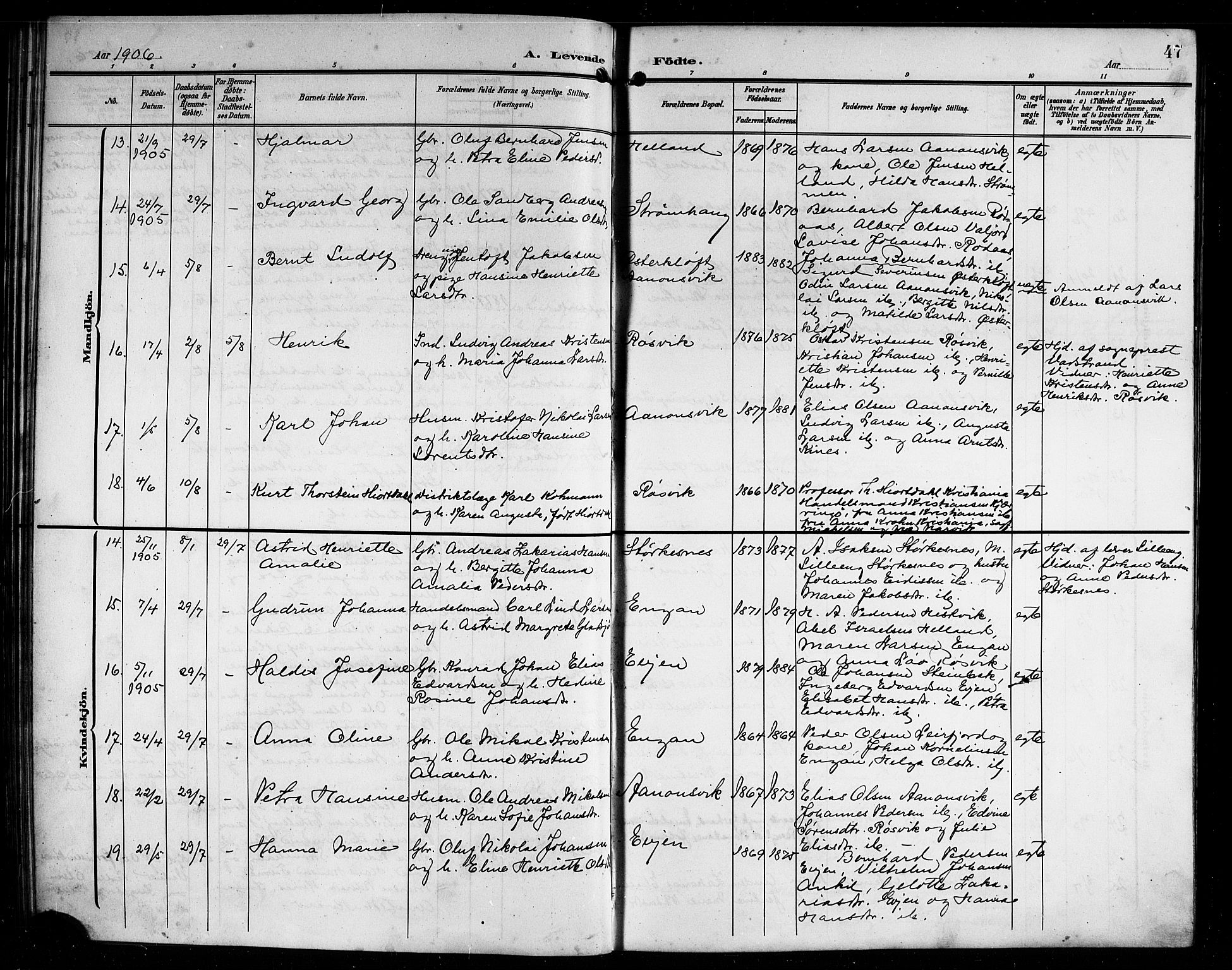 Ministerialprotokoller, klokkerbøker og fødselsregistre - Nordland, AV/SAT-A-1459/854/L0786: Klokkerbok nr. 854C02, 1901-1912, s. 47
