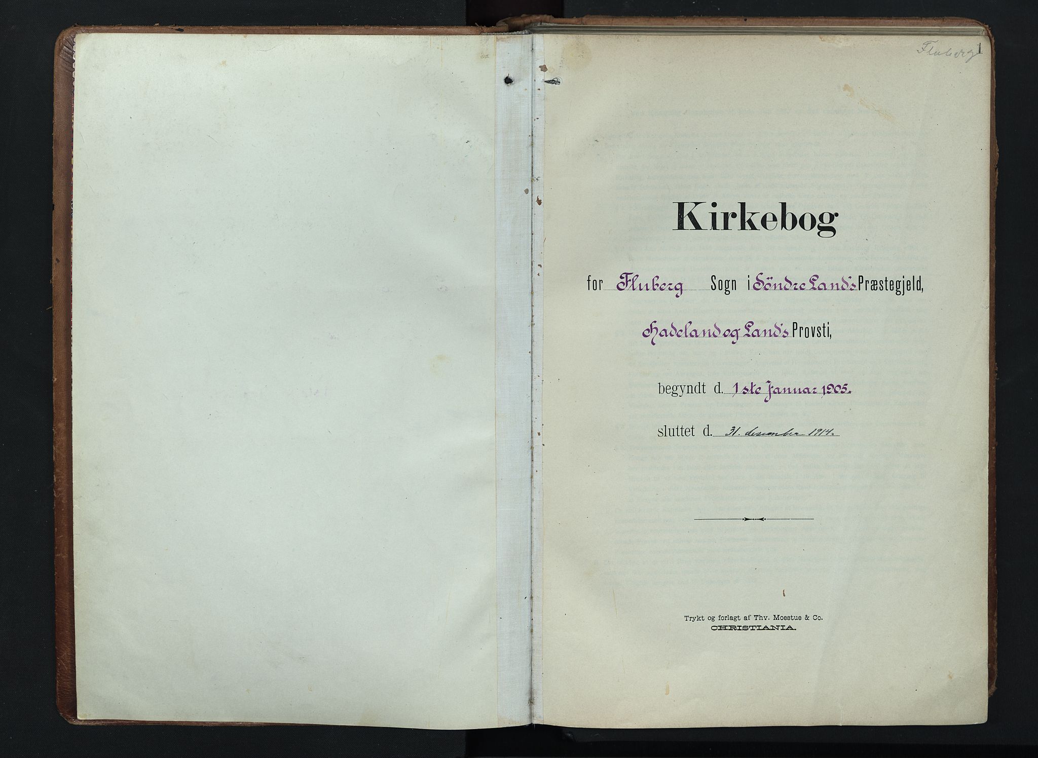 Søndre Land prestekontor, SAH/PREST-122/K/L0005: Ministerialbok nr. 5, 1905-1914, s. 1