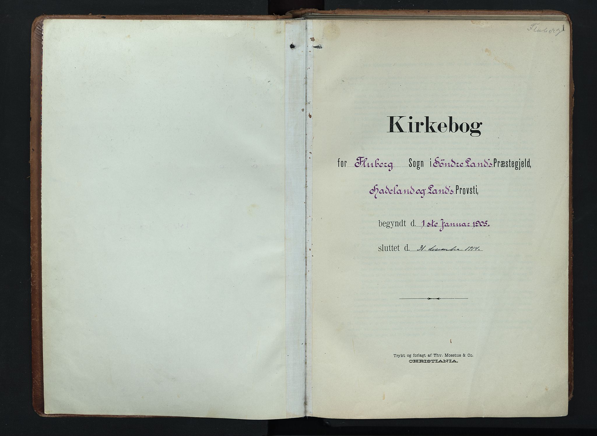 Søndre Land prestekontor, AV/SAH-PREST-122/K/L0005: Ministerialbok nr. 5, 1905-1914, s. 1