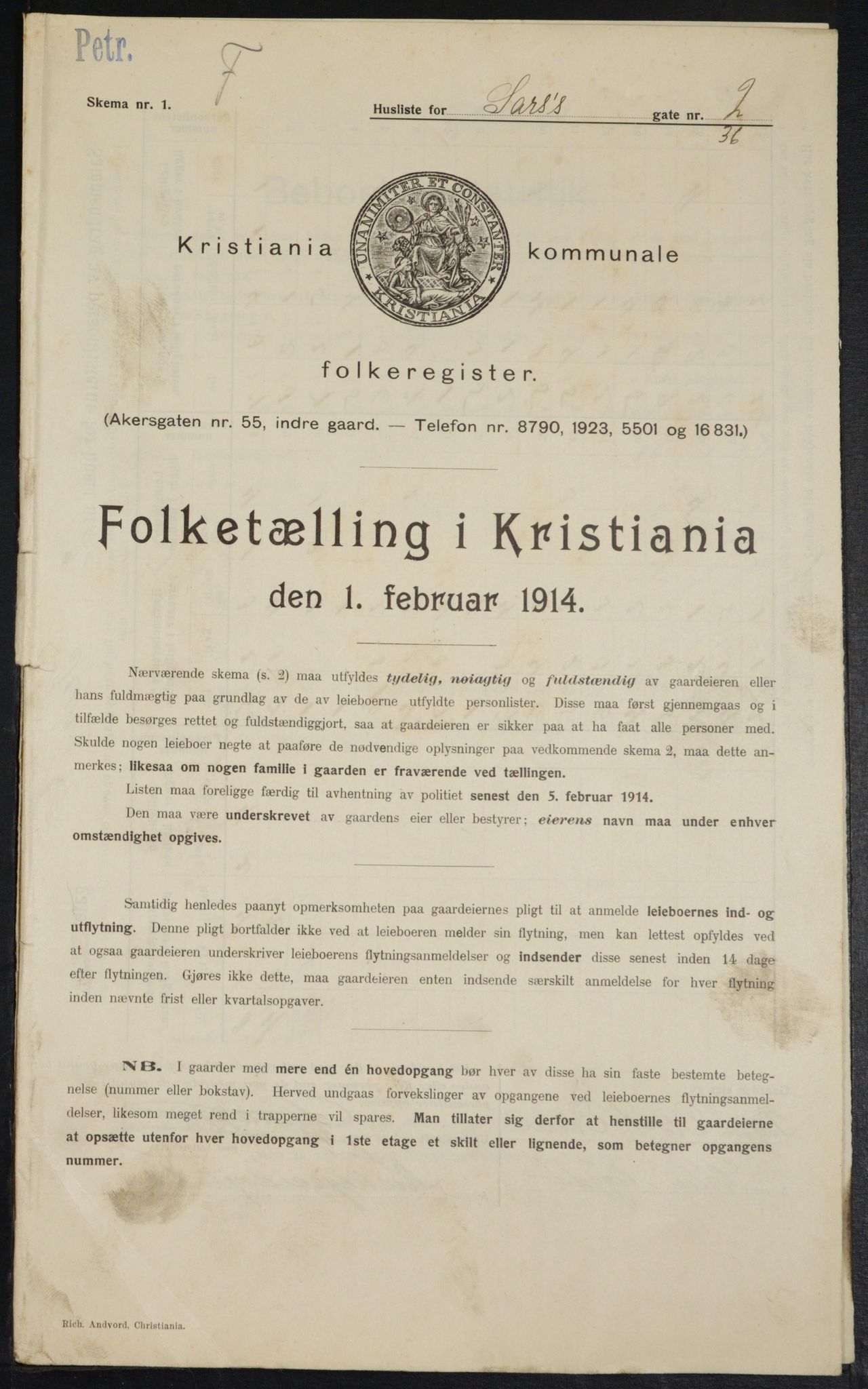 OBA, Kommunal folketelling 1.2.1914 for Kristiania, 1914, s. 89031