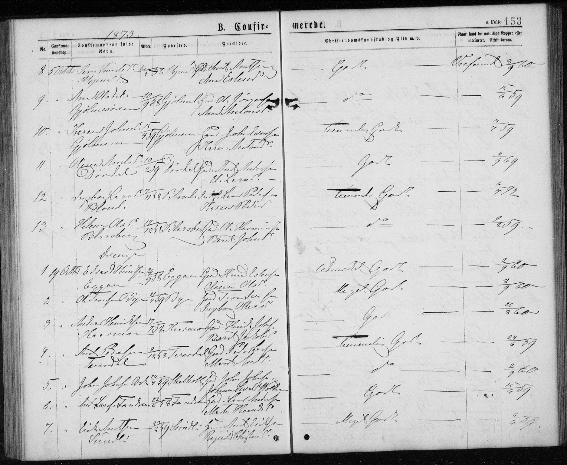 Ministerialprotokoller, klokkerbøker og fødselsregistre - Sør-Trøndelag, AV/SAT-A-1456/668/L0817: Klokkerbok nr. 668C06, 1873-1884, s. 153