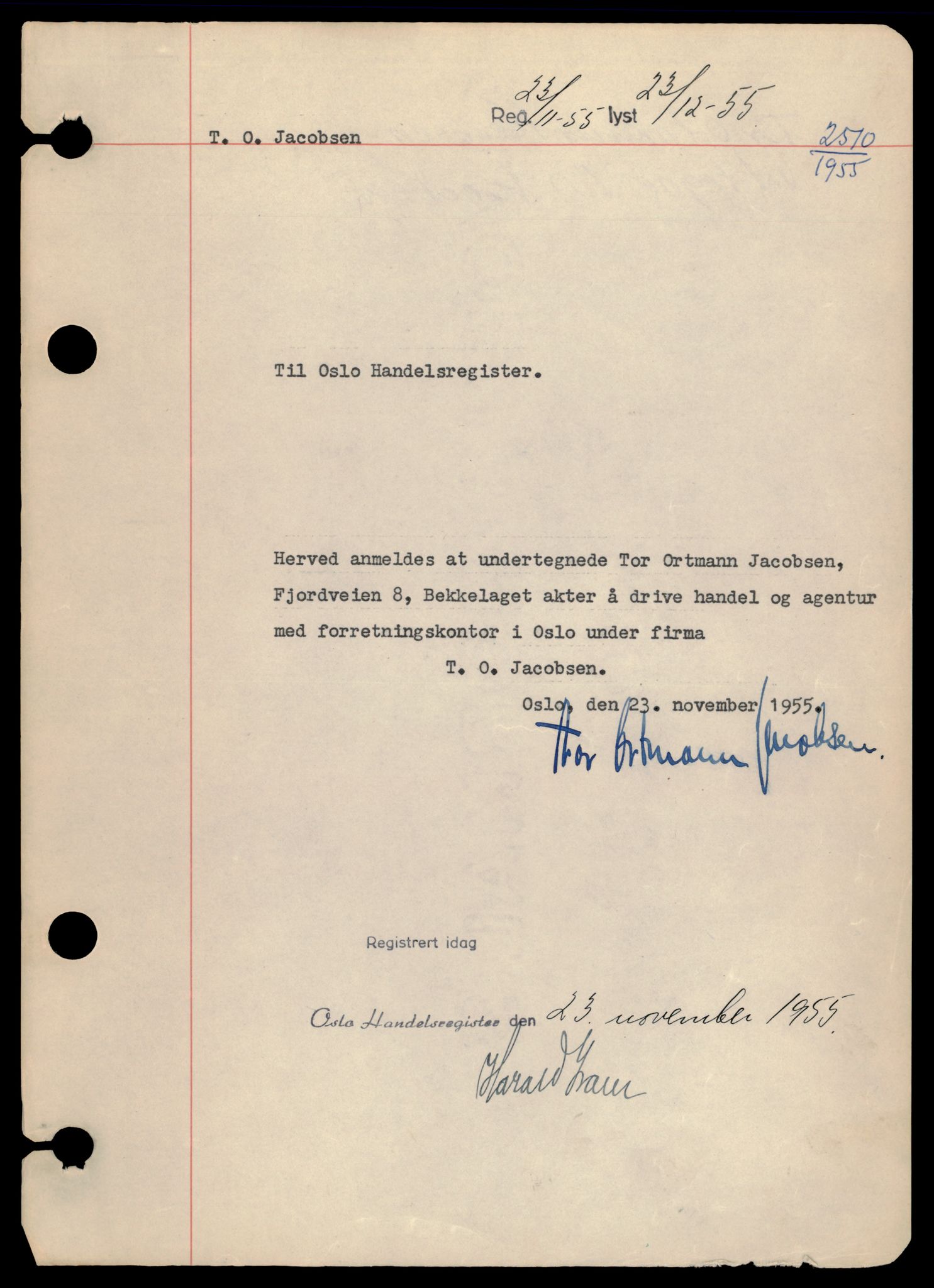 Oslo byfogd, Handelsregisteret, SAT/A-10867/G/Gb/Gba/L0039: Enkeltmannsforetak, Tof-Tø, 1944-1990