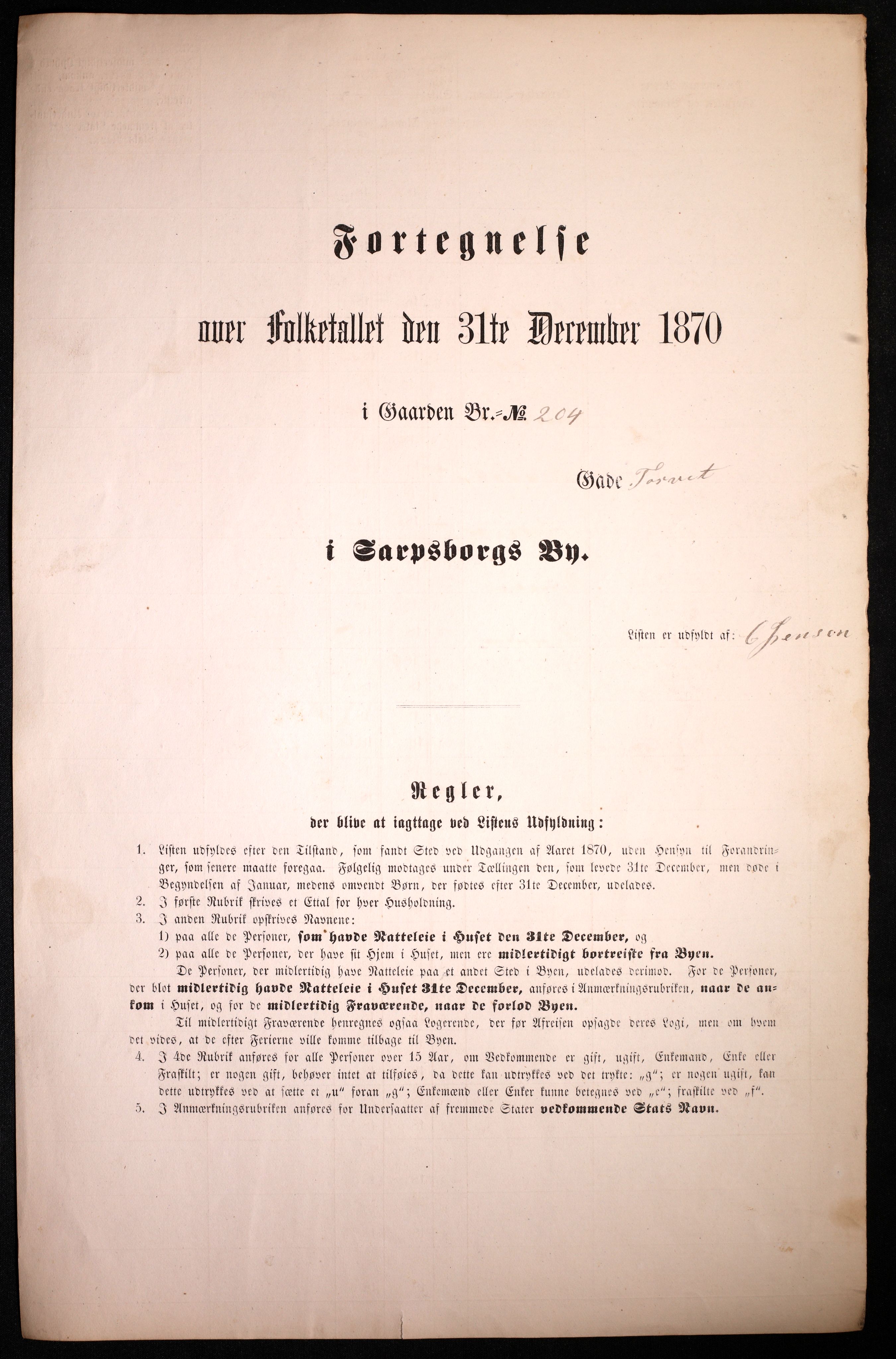 RA, Folketelling 1870 for 0102 Sarpsborg kjøpstad, 1870, s. 35