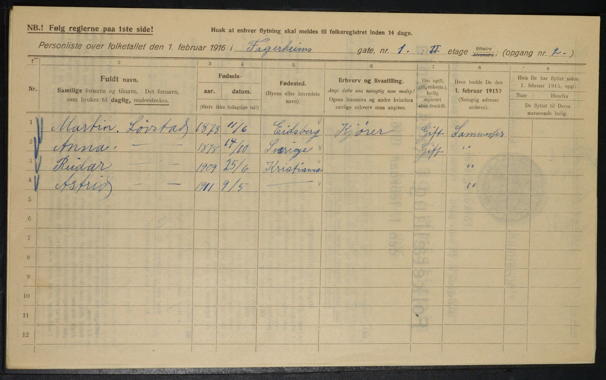 OBA, Kommunal folketelling 1.2.1916 for Kristiania, 1916, s. 23465