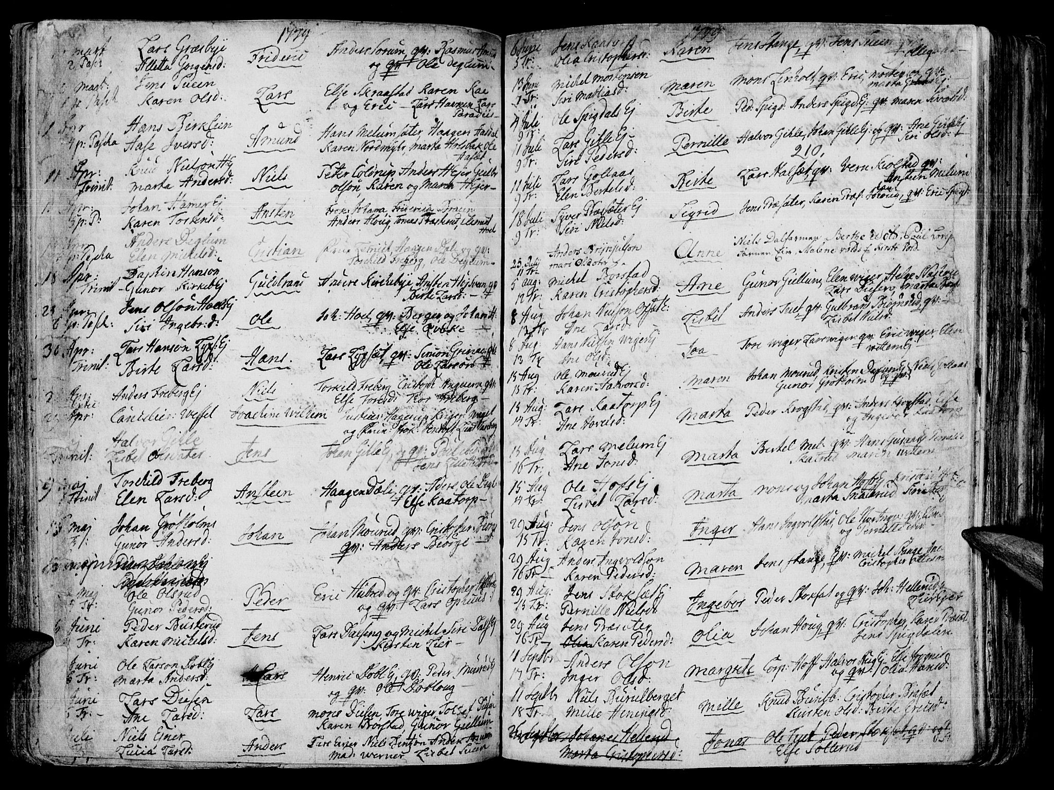 Vang prestekontor, Hedmark, AV/SAH-PREST-008/H/Ha/Haa/L0003: Ministerialbok nr. 3, 1734-1809, s. 210