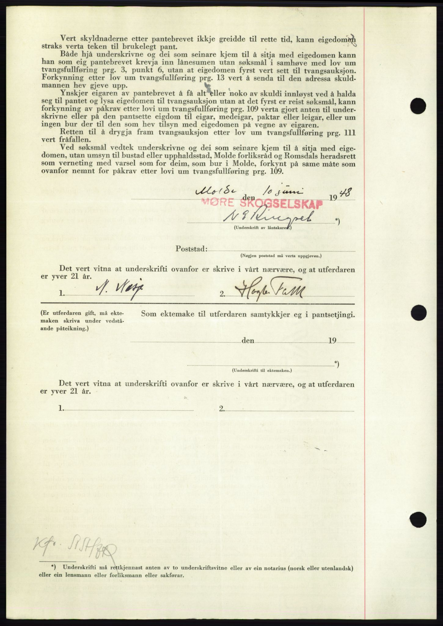 Nordmøre sorenskriveri, AV/SAT-A-4132/1/2/2Ca: Pantebok nr. B99, 1948-1948, Dagboknr: 1806/1948