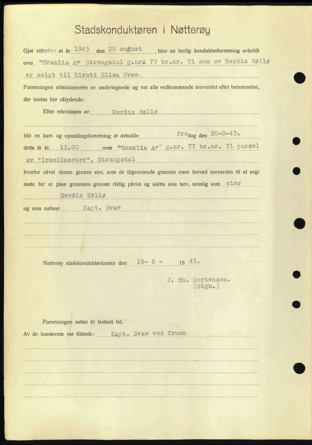 Tønsberg sorenskriveri, AV/SAKO-A-130/G/Ga/Gaa/L0014: Pantebok nr. A14, 1943-1944, Dagboknr: 2515/1943