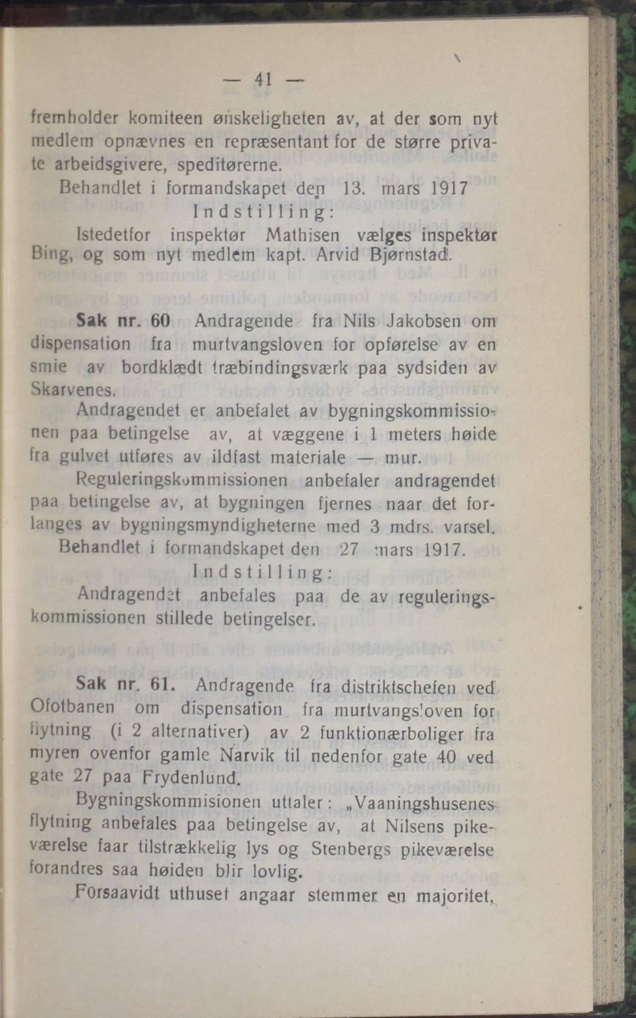 Narvik kommune. Formannskap , AIN/K-18050.150/A/Ab/L0007: Møtebok, 1917