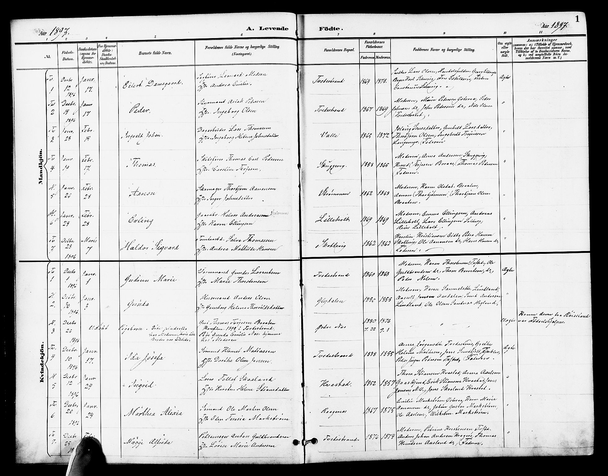 Hisøy sokneprestkontor, AV/SAK-1111-0020/F/Fb/L0004: Klokkerbok nr. B 4, 1905-1923, s. 1