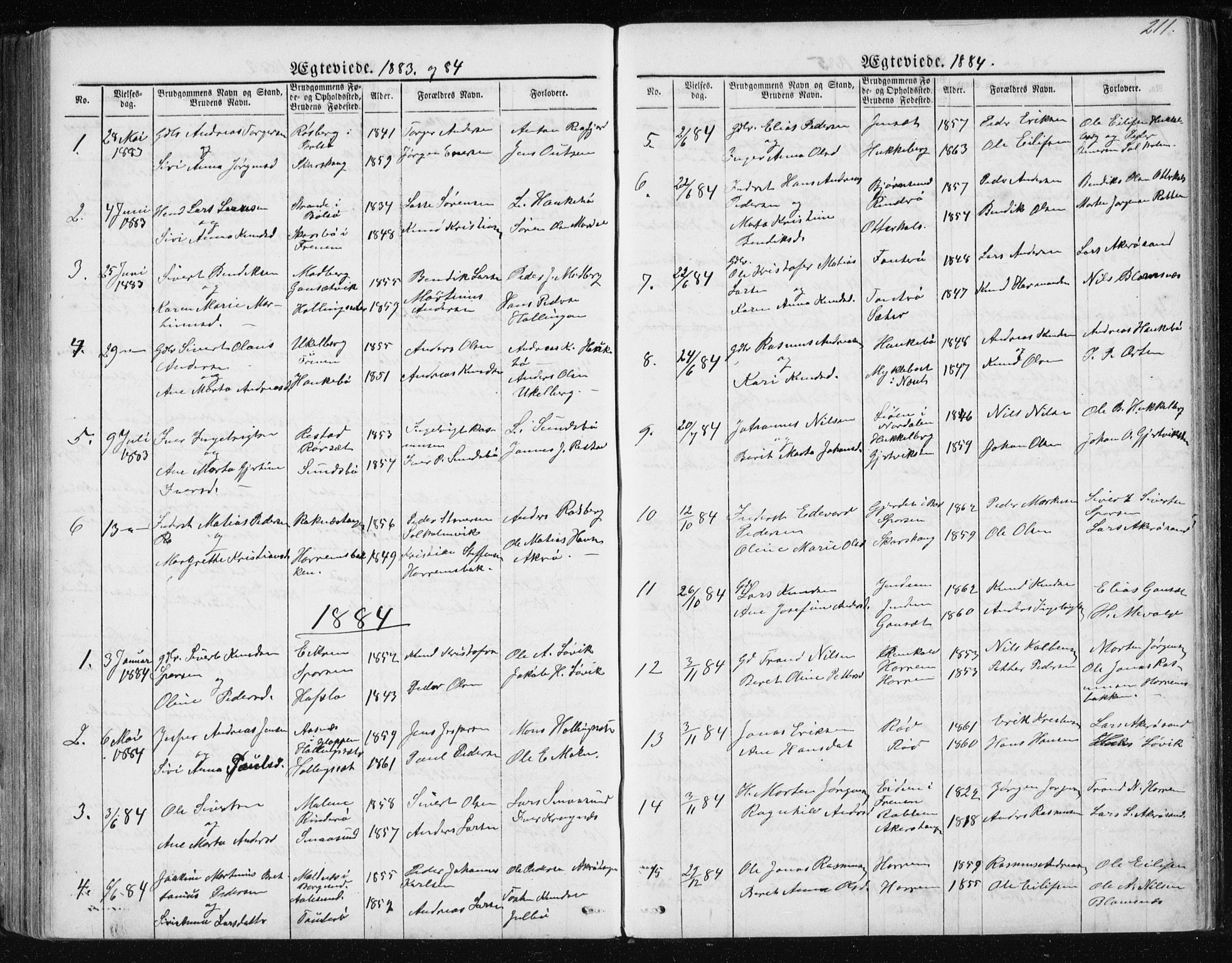 Ministerialprotokoller, klokkerbøker og fødselsregistre - Møre og Romsdal, AV/SAT-A-1454/560/L0724: Klokkerbok nr. 560C01, 1867-1892, s. 211