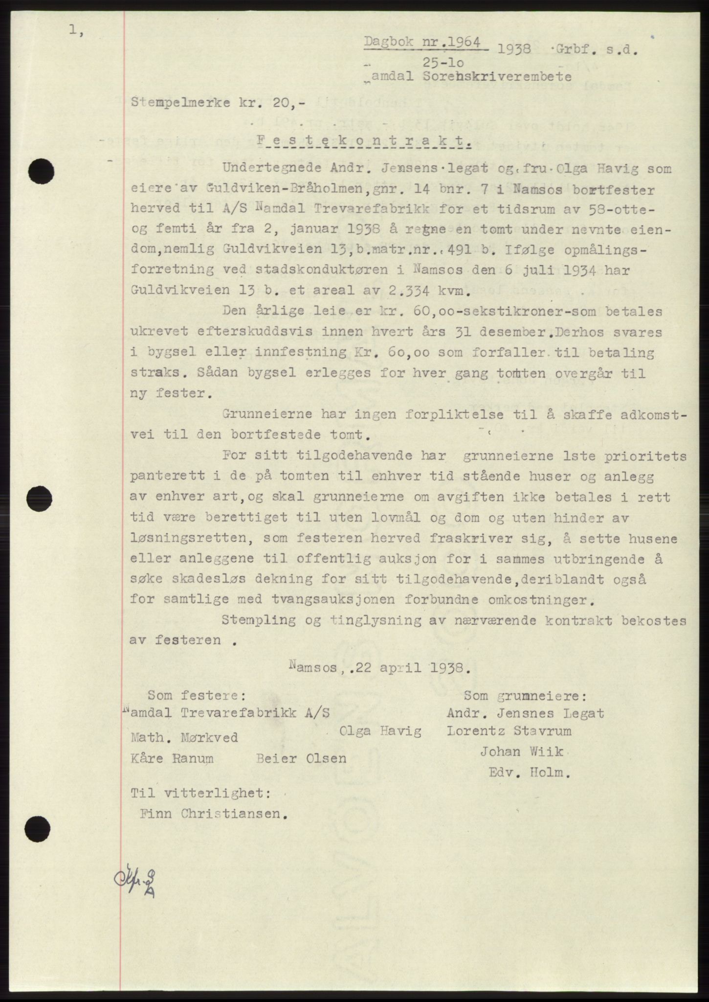 Namdal sorenskriveri, SAT/A-4133/1/2/2C: Pantebok nr. -, 1937-1939, Tingl.dato: 25.10.1938