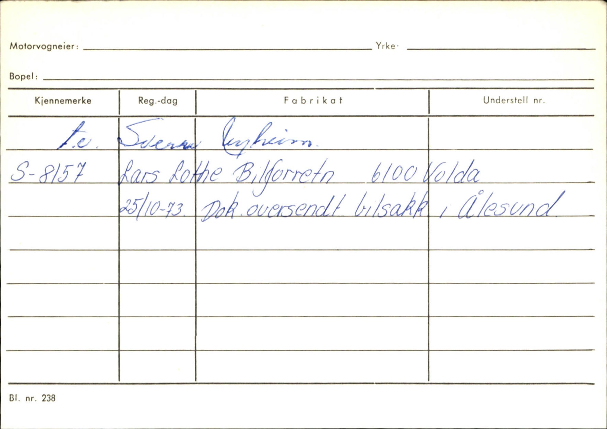 Statens vegvesen, Sogn og Fjordane vegkontor, SAB/A-5301/4/F/L0144: Registerkort Vågsøy A-R, 1945-1975, s. 2133