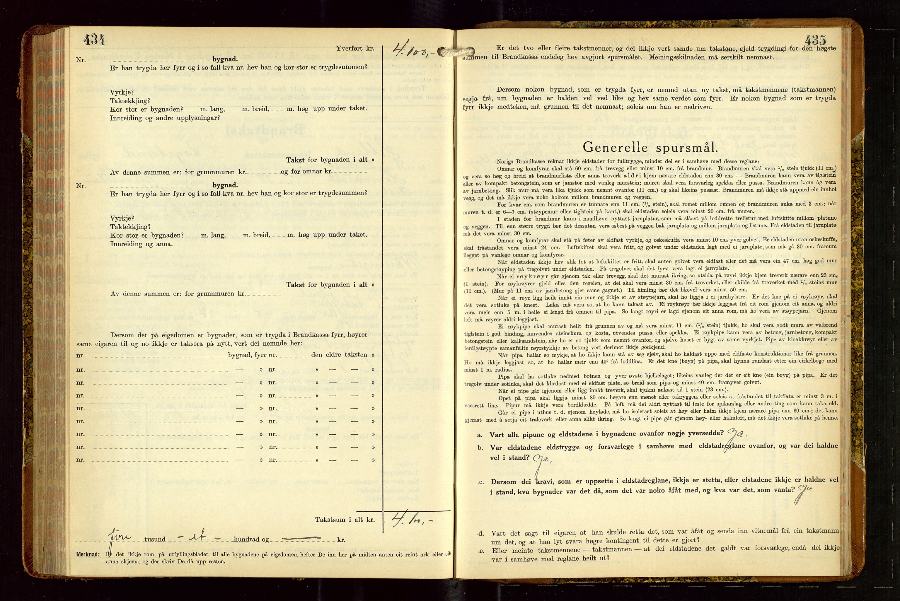 Hetland lensmannskontor, AV/SAST-A-100101/Gob/L0005: "Brandtakstprotokoll", 1936-1938, s. 434-435