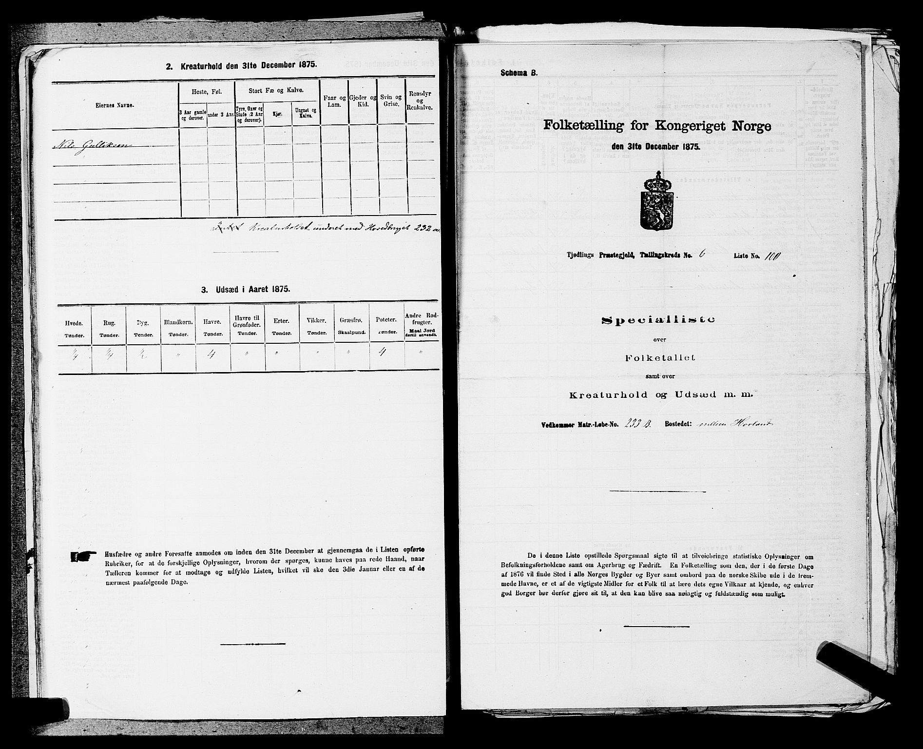 SAKO, Folketelling 1875 for 0725P Tjølling prestegjeld, 1875, s. 1237