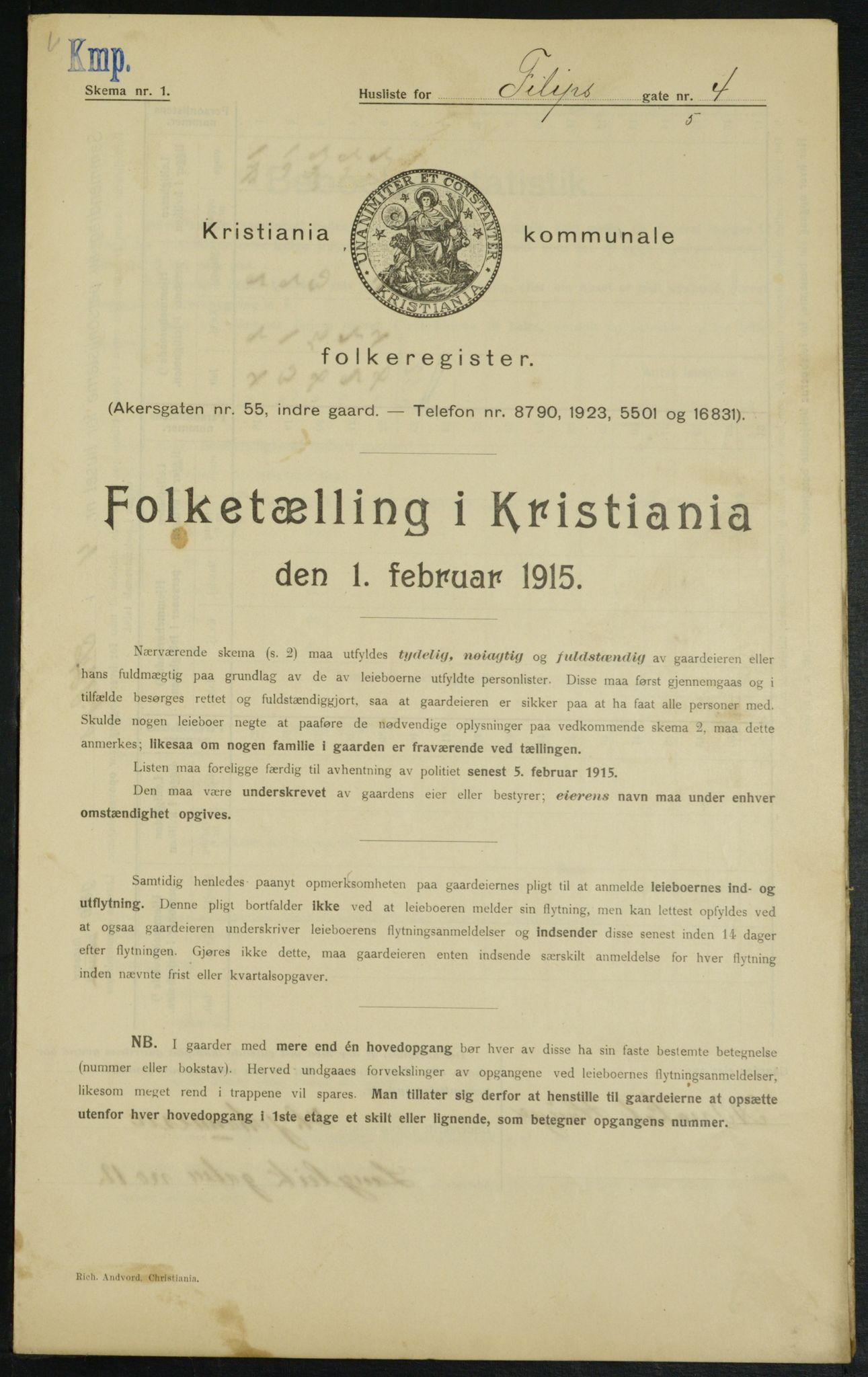 OBA, Kommunal folketelling 1.2.1915 for Kristiania, 1915, s. 23776