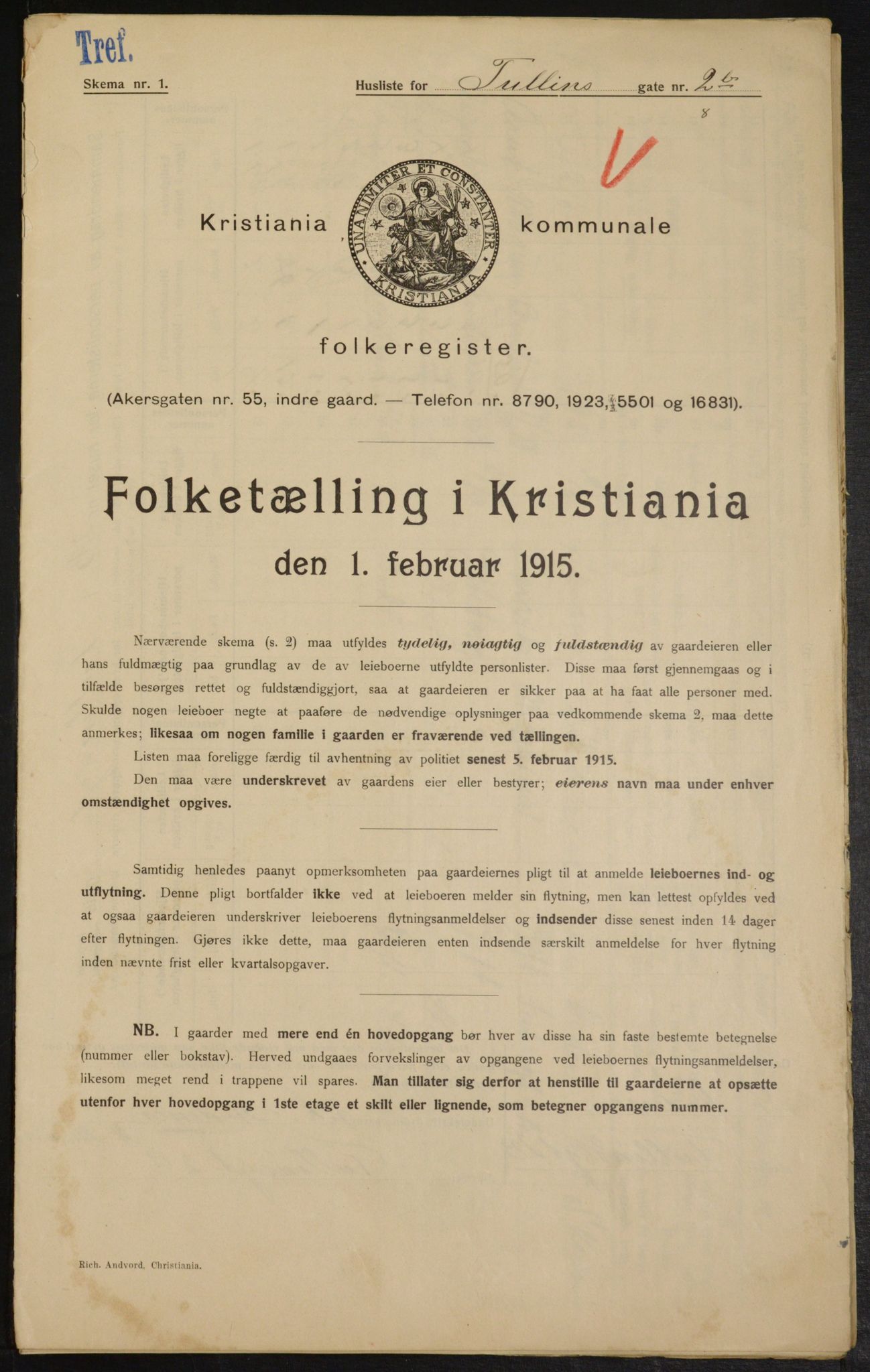 OBA, Kommunal folketelling 1.2.1915 for Kristiania, 1915, s. 117536