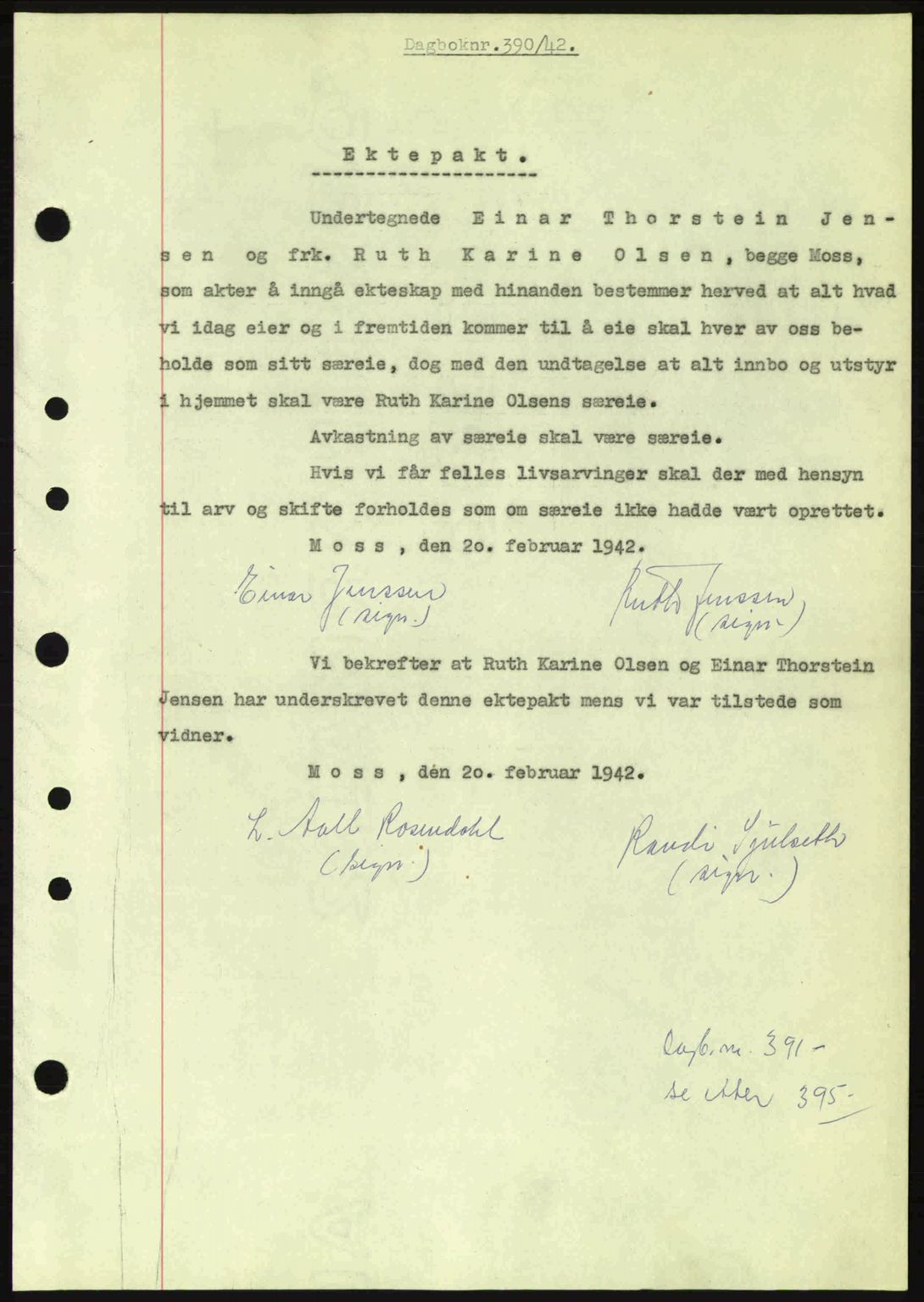 Moss sorenskriveri, SAO/A-10168: Pantebok nr. A9, 1941-1942, Dagboknr: 390/1942