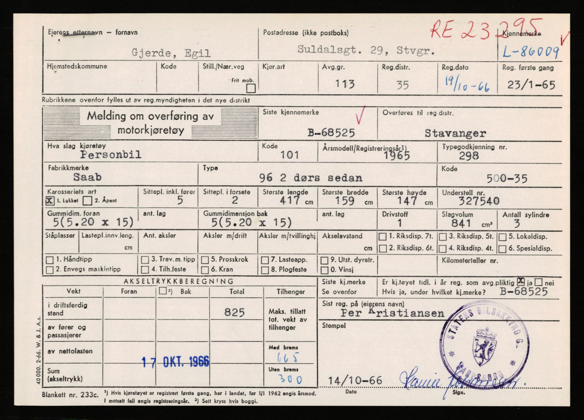 Stavanger trafikkstasjon, AV/SAST-A-101942/0/F/L0073: L-84100 - L-86499, 1930-1971, s. 1969