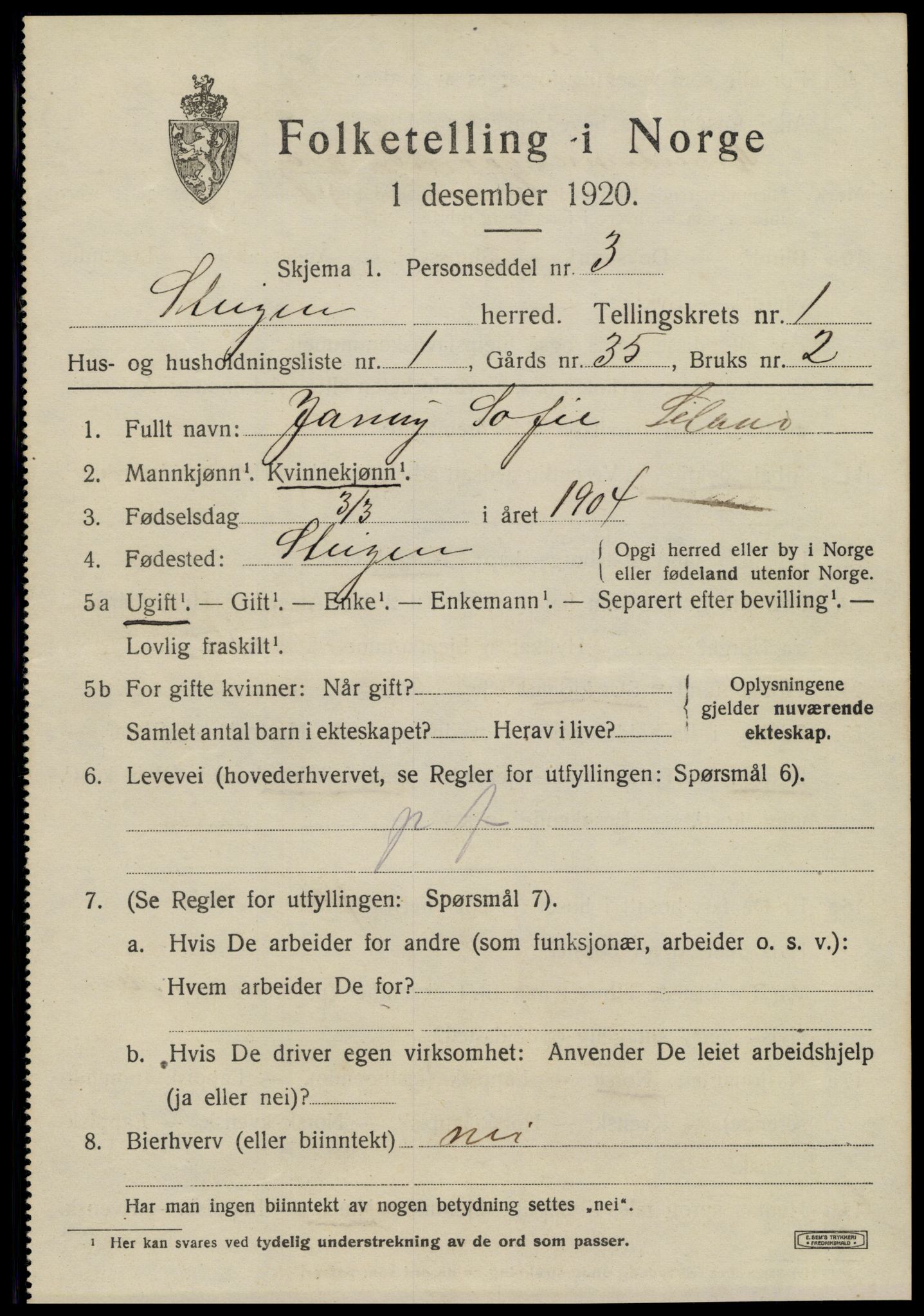 SAT, Folketelling 1920 for 1848 Steigen herred, 1920, s. 838