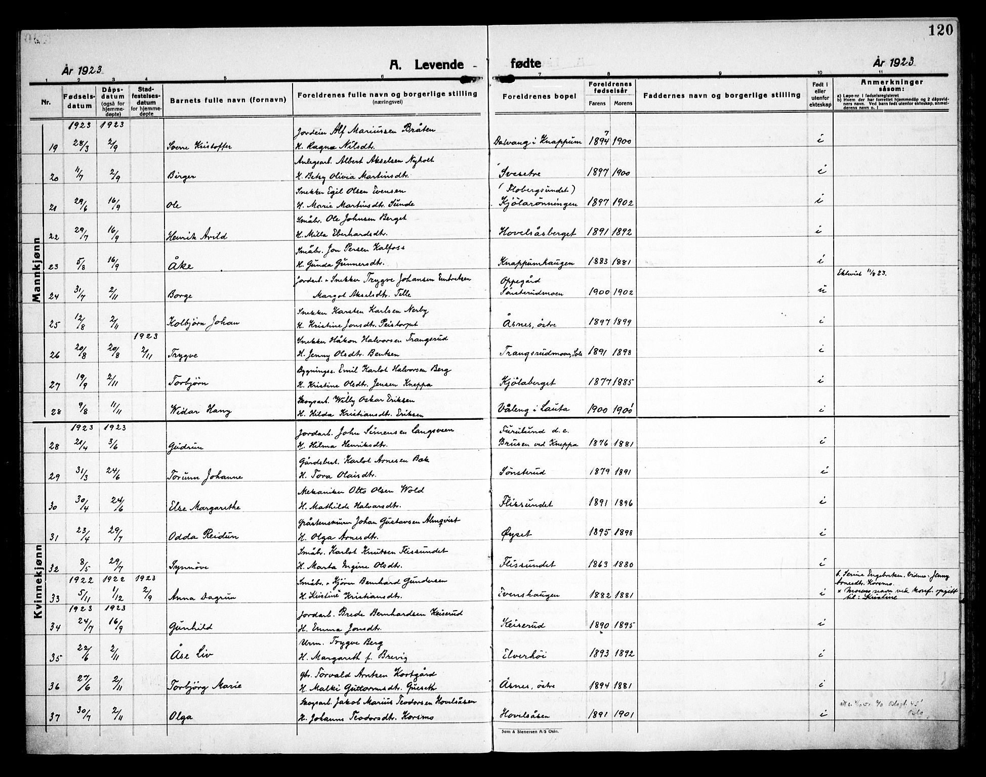 Åsnes prestekontor, AV/SAH-PREST-042/H/Ha/Haa/L0000C: Ministerialbok nr. 0A, 1890-1929, s. 120