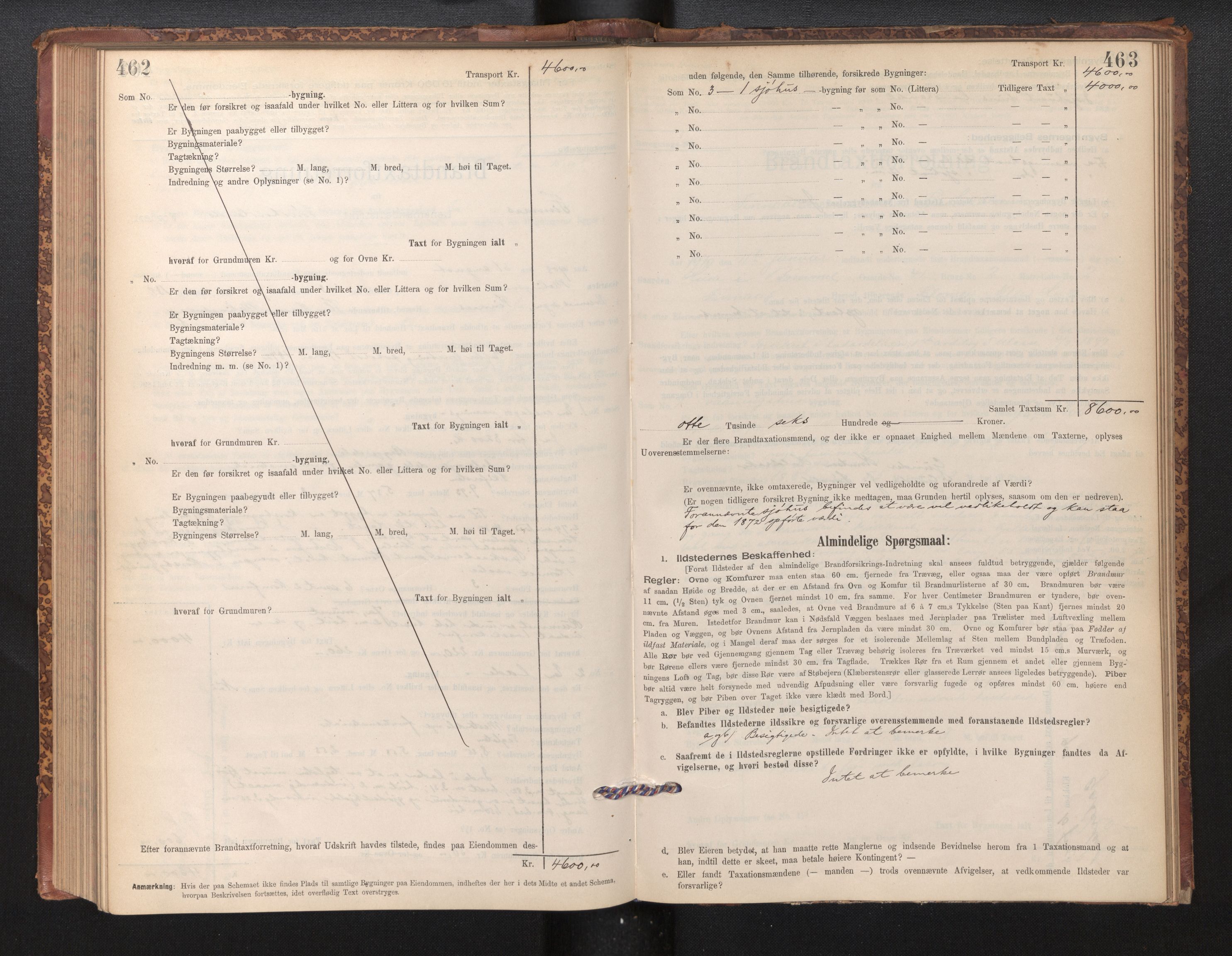 Lensmannen i Finnås, SAB/A-31901/0012/L0002: Branntakstprotokoll, skjematakst, 1894-1954, s. 462-463