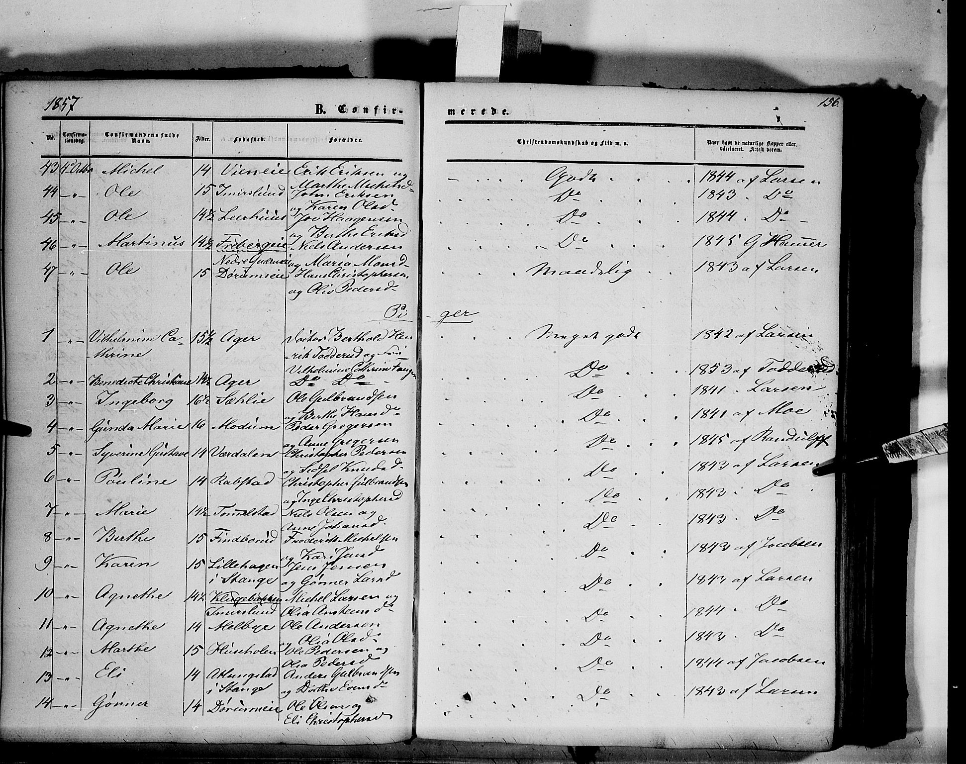 Vang prestekontor, Hedmark, SAH/PREST-008/H/Ha/Haa/L0012: Ministerialbok nr. 12, 1855-1870, s. 156
