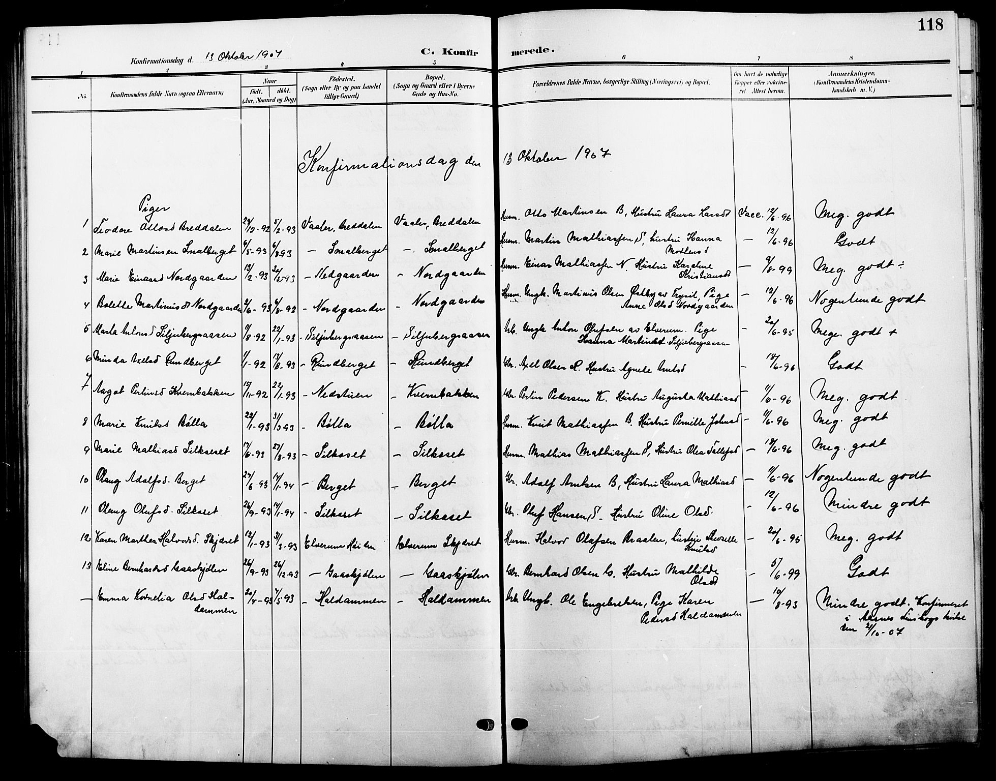 Våler prestekontor, Hedmark, AV/SAH-PREST-040/H/Ha/Hab/L0002: Klokkerbok nr. 2, 1905-1915, s. 118
