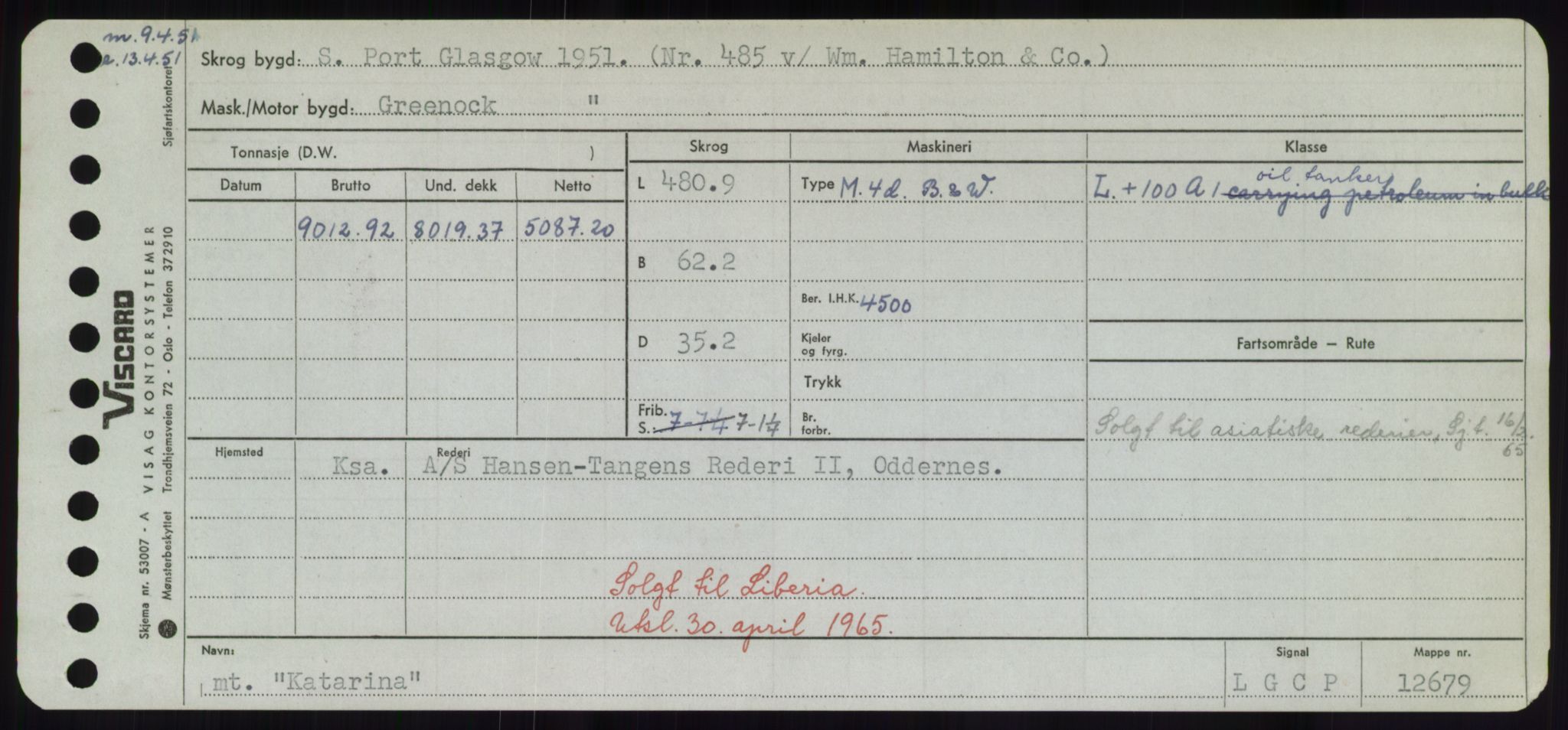 Sjøfartsdirektoratet med forløpere, Skipsmålingen, RA/S-1627/H/Hd/L0020: Fartøy, K-Kon, s. 171