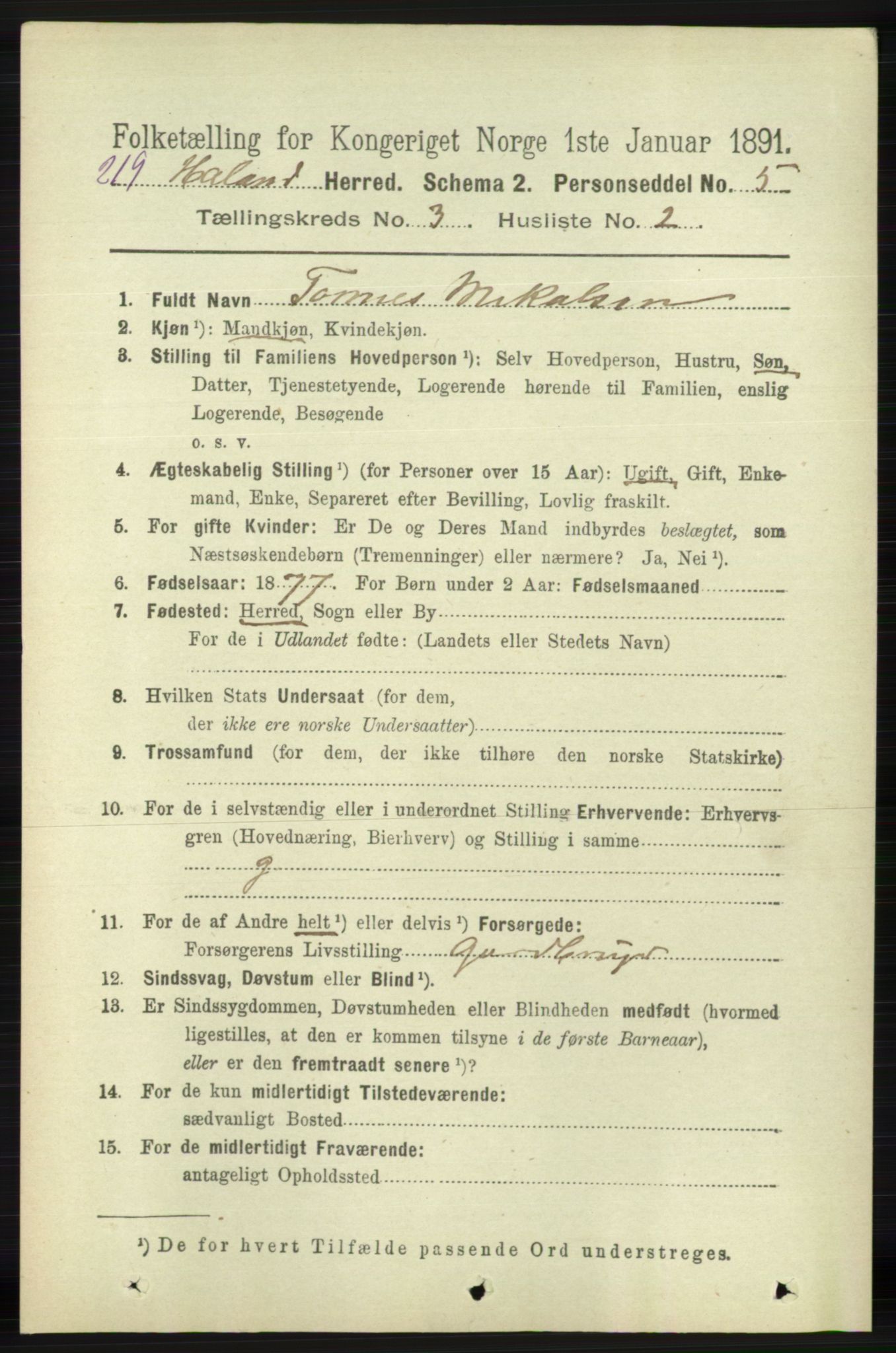 RA, Folketelling 1891 for 1124 Haaland herred, 1891, s. 1714