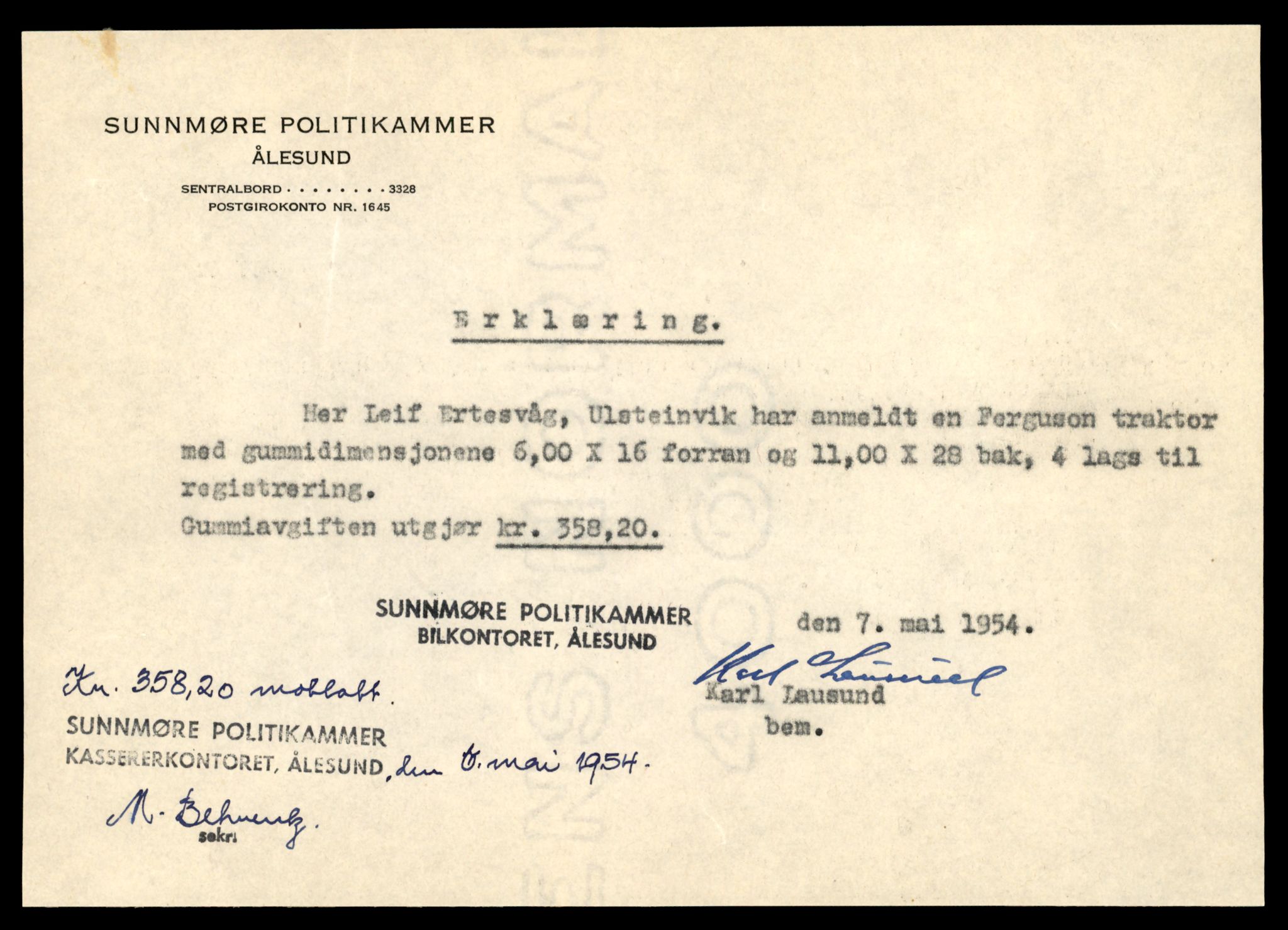 Møre og Romsdal vegkontor - Ålesund trafikkstasjon, AV/SAT-A-4099/F/Fe/L0033: Registreringskort for kjøretøy T 12151 - T 12474, 1927-1998, s. 3397