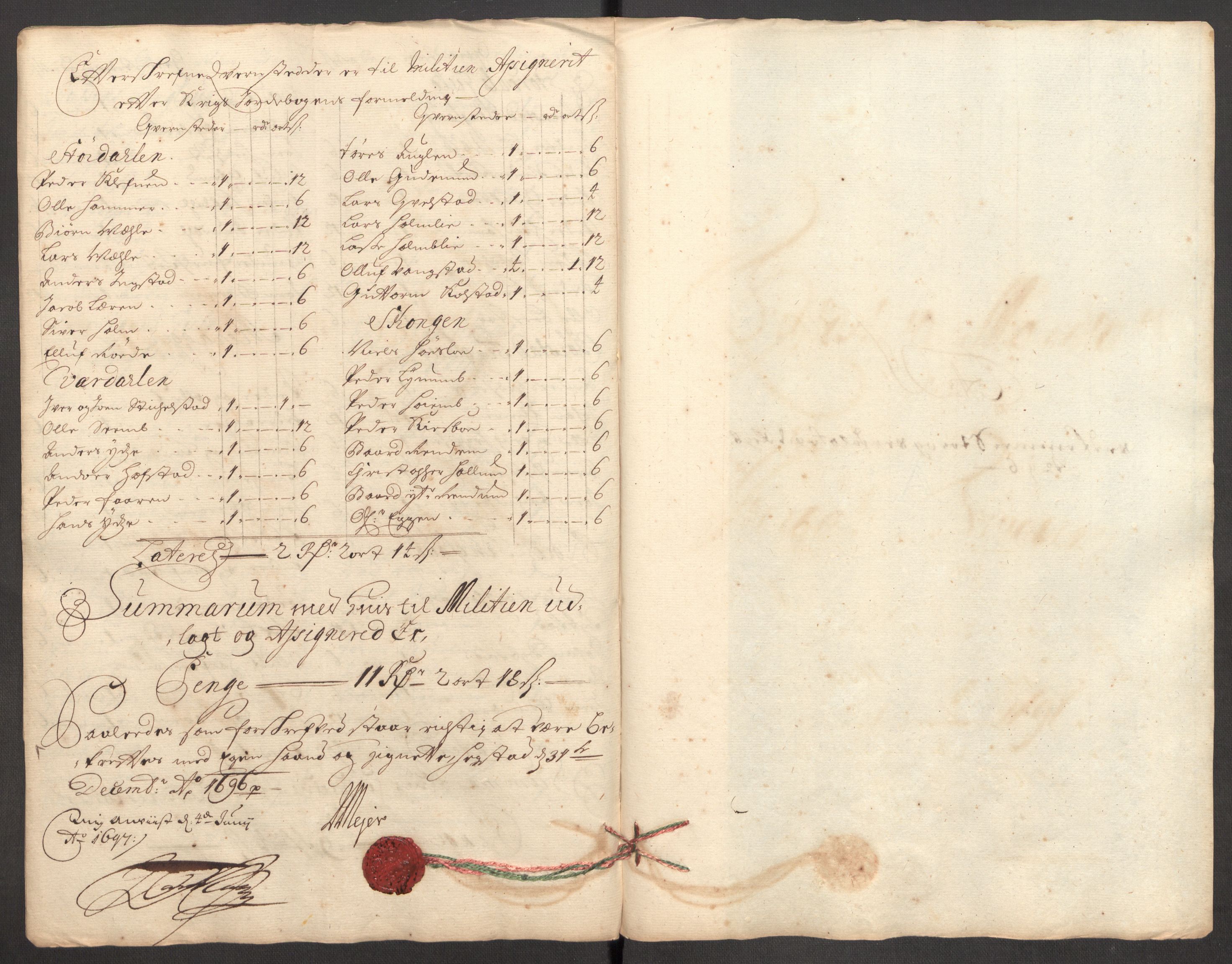 Rentekammeret inntil 1814, Reviderte regnskaper, Fogderegnskap, AV/RA-EA-4092/R62/L4188: Fogderegnskap Stjørdal og Verdal, 1696, s. 129