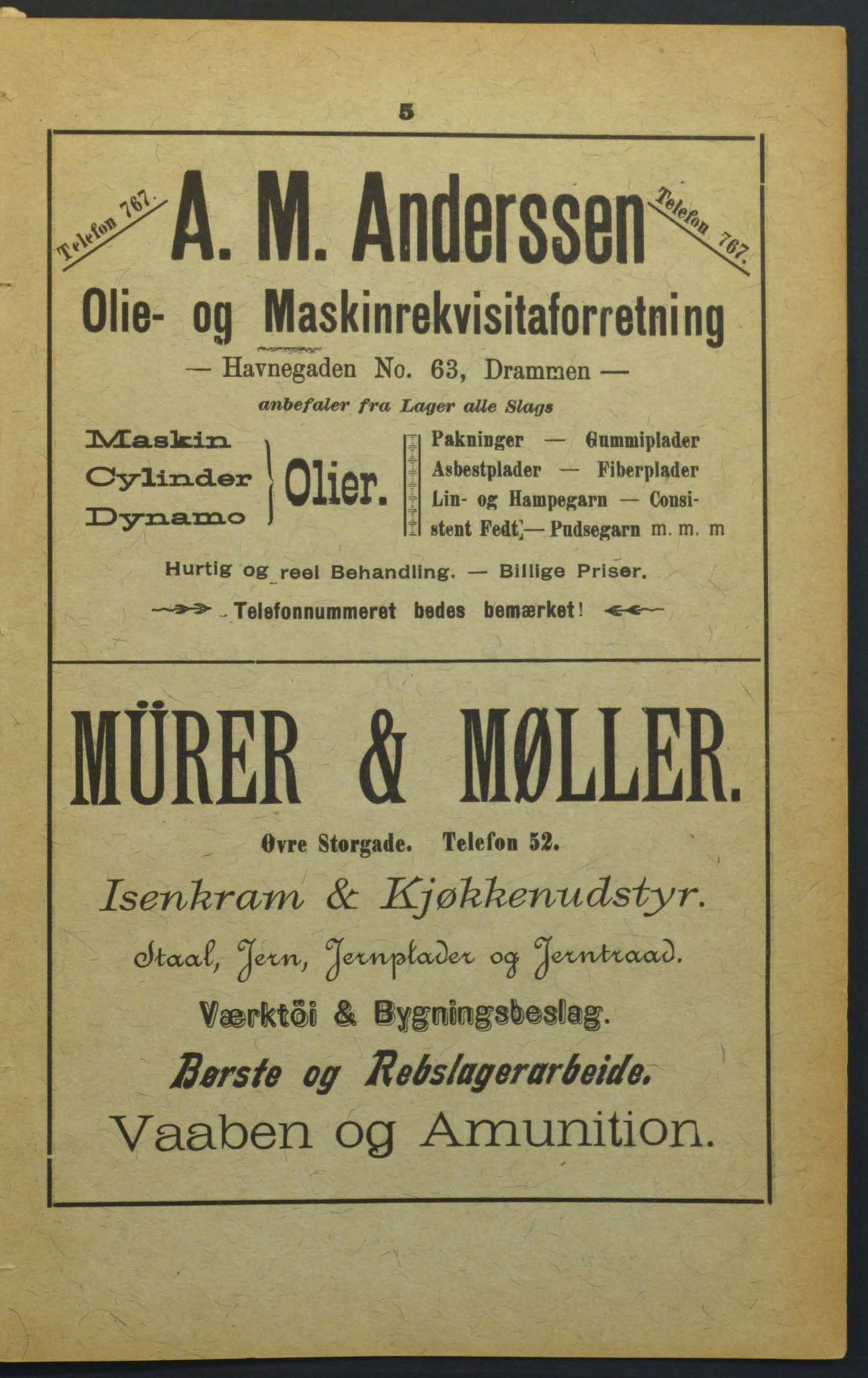 Drammen adressebok, DRMK/-, 1904-1905, s. 5