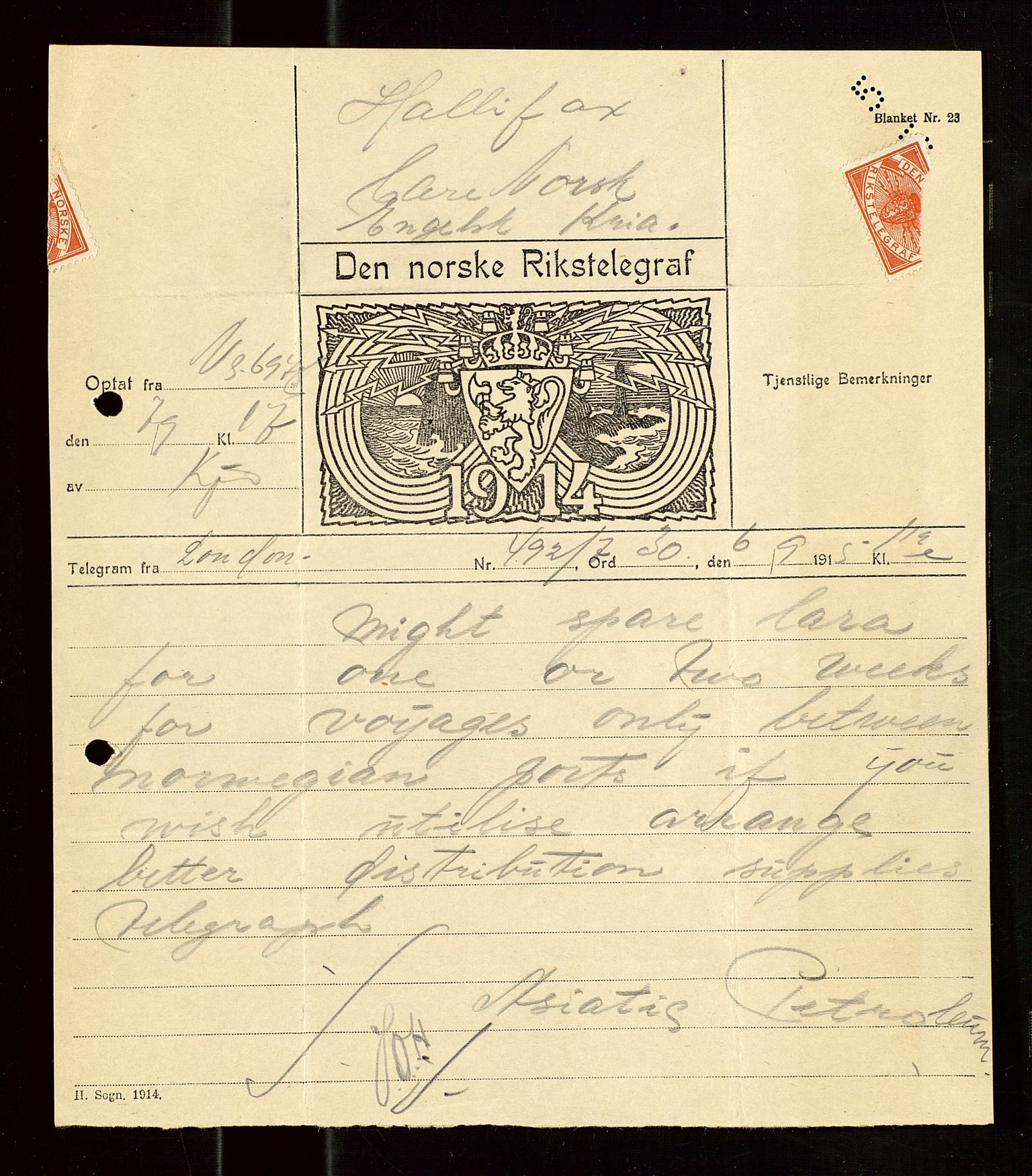 Pa 1521 - A/S Norske Shell, AV/SAST-A-101915/E/Ea/Eaa/L0019: Sjefskorrespondanse, 1917, s. 22