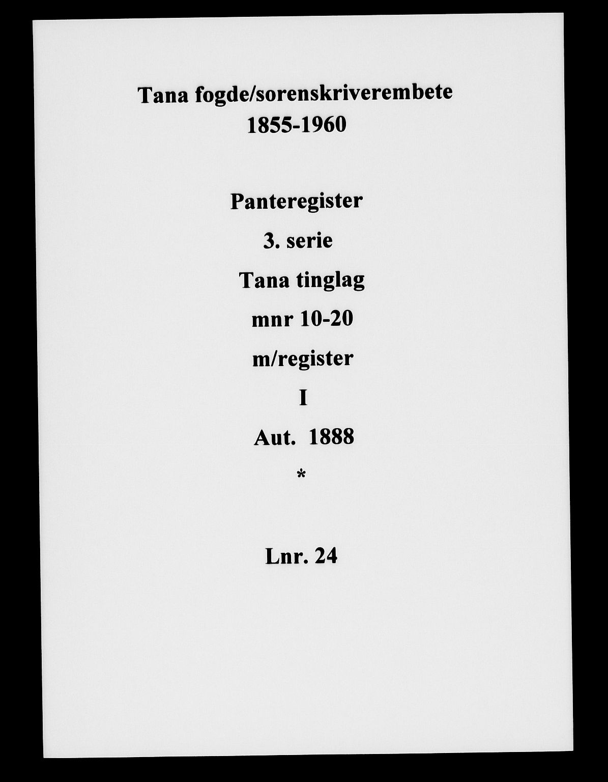 Tana fogderi/sorenskriveri, SATØ/S-0058/I/Ia/Iac/L0024pantereg: Panteregister nr. 24