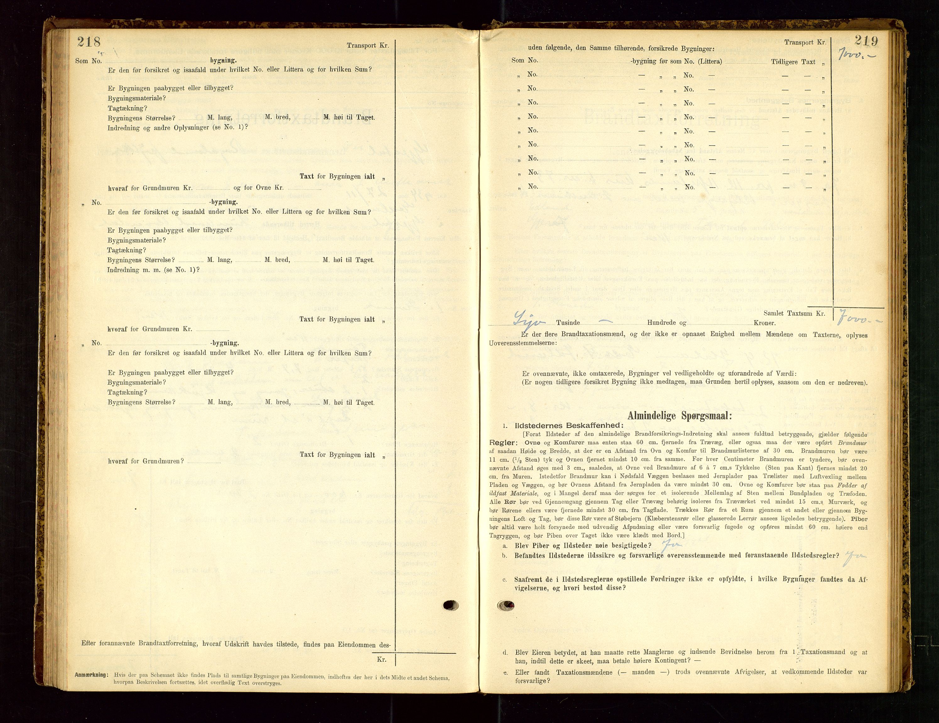 Gjesdal lensmannskontor, SAST/A-100441/Go/L0007: Branntakstskjemaprotokoll, 1894-1937, s. 218-219