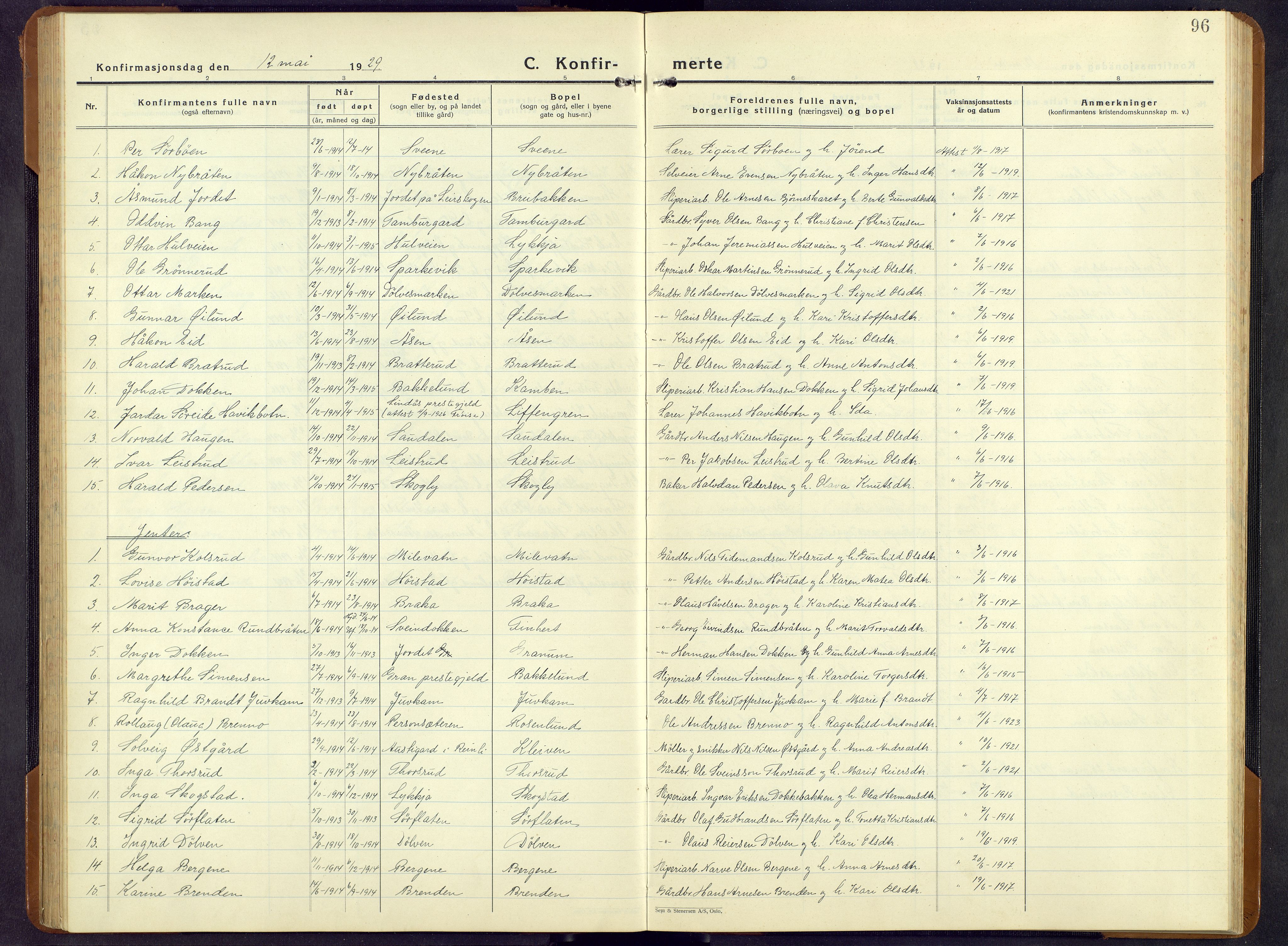 Sør-Aurdal prestekontor, AV/SAH-PREST-128/H/Ha/Hab/L0011: Klokkerbok nr. 11, 1922-1950, s. 96