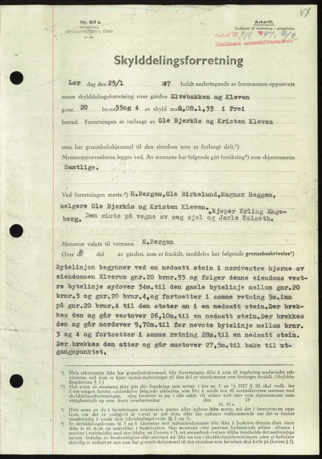 Nordmøre sorenskriveri, SAT/A-4132/1/2/2Ca: Pantebok nr. A104, 1947-1947, Dagboknr: 318/1947